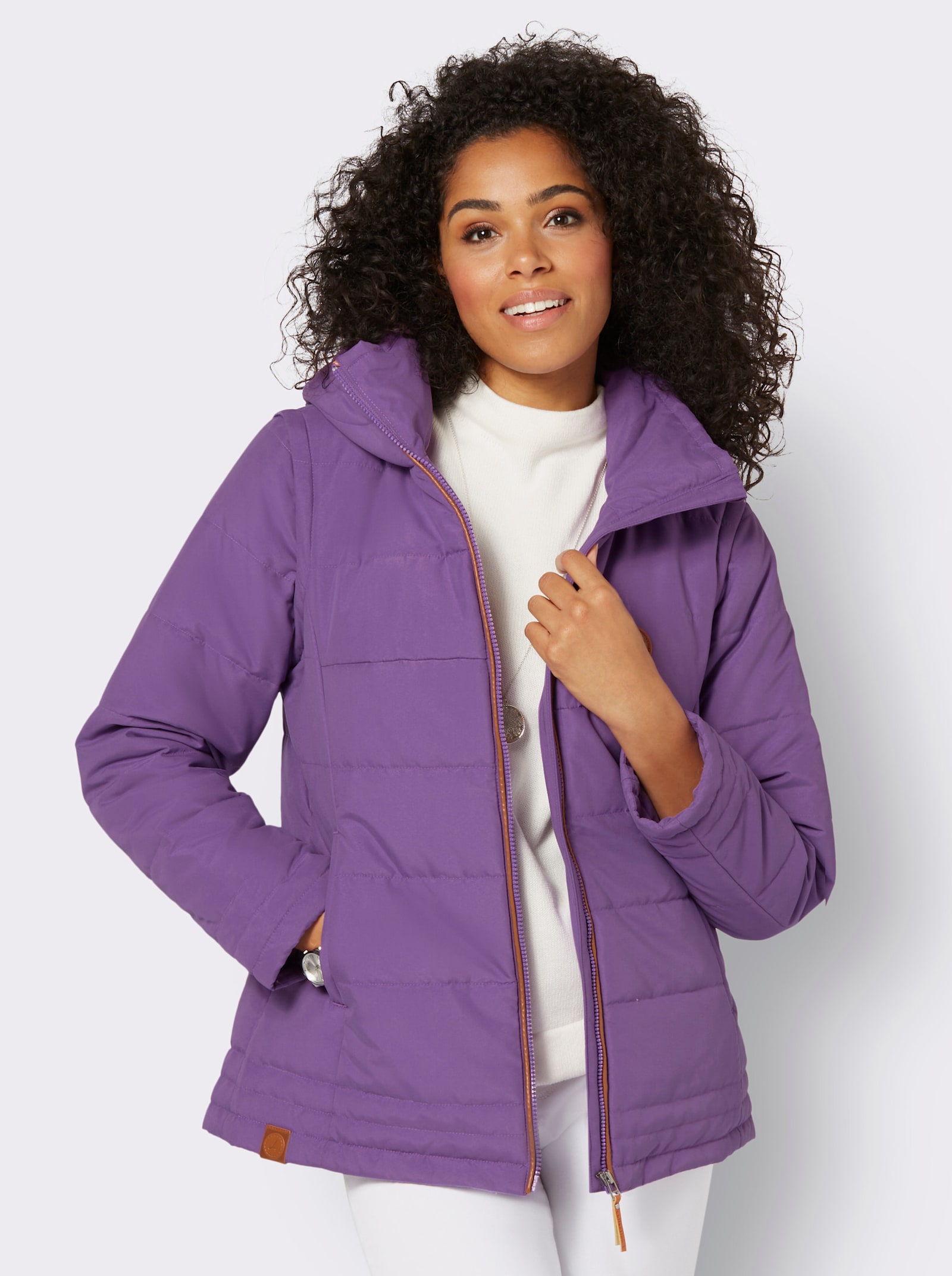 2-in-1-Jacke mit abzippbaren Ärmeln - lila