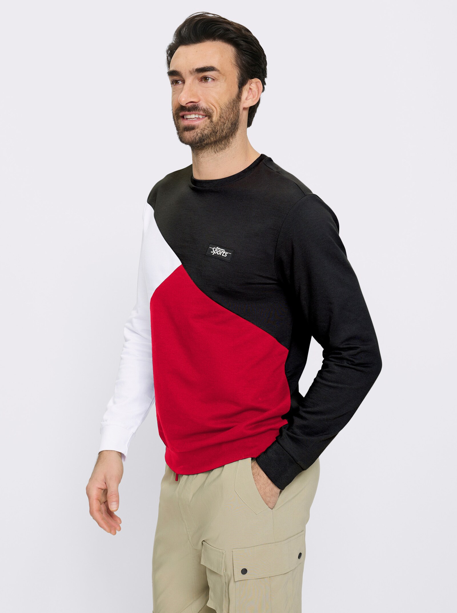 Catamaran Sports Sweatshirt mit Rippbündchen - schwarz-rot