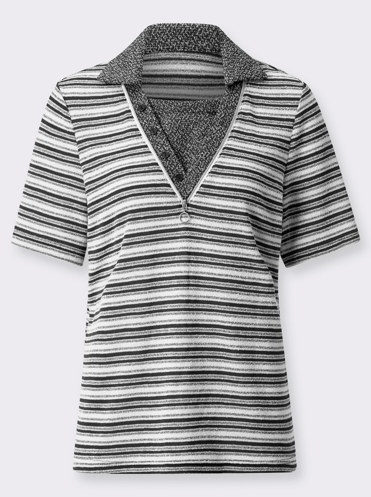 Poloshirt - schwarz-weiß-geringelt