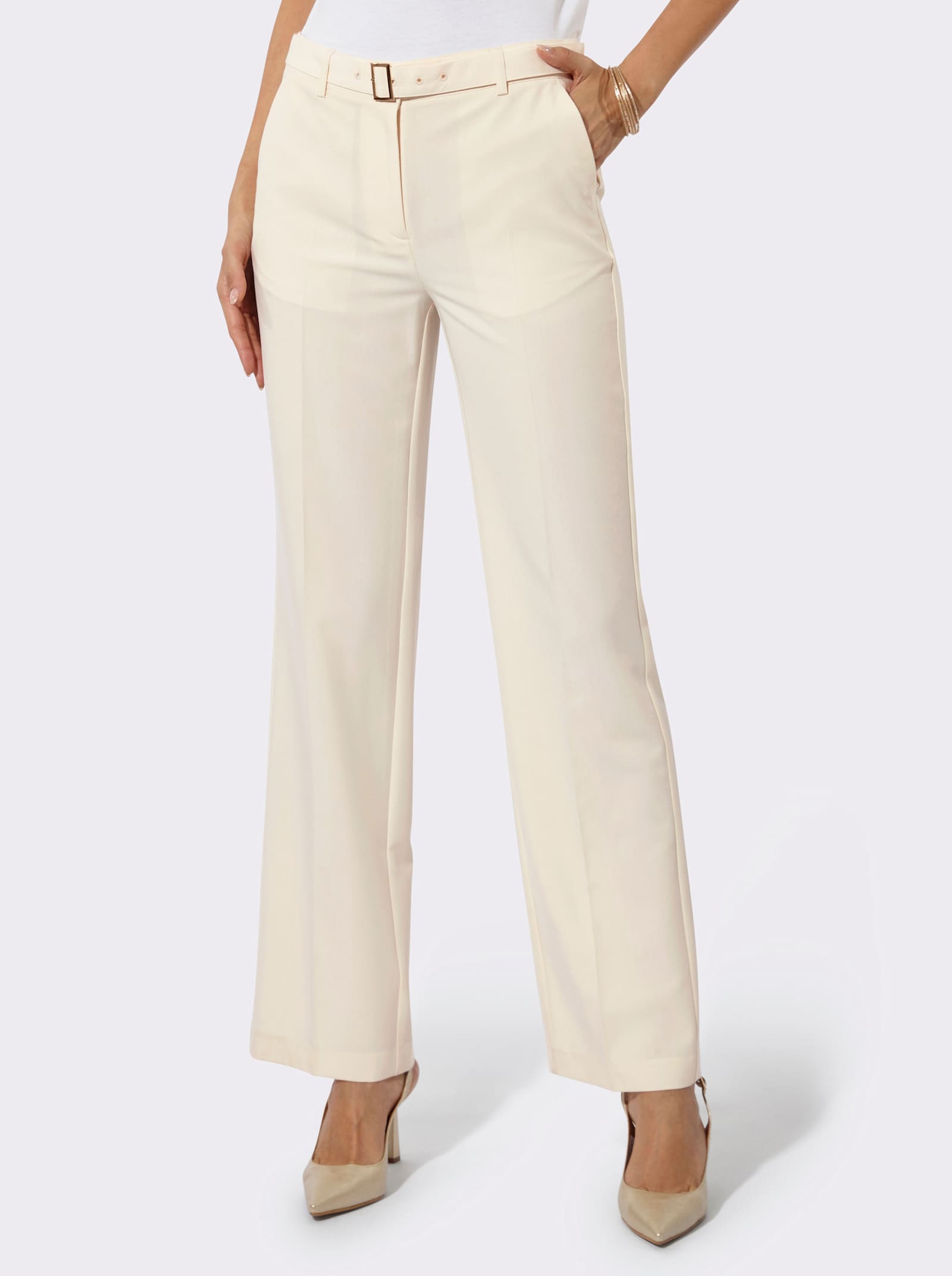 Wollhose inklusive Stoffgürtel - champagner