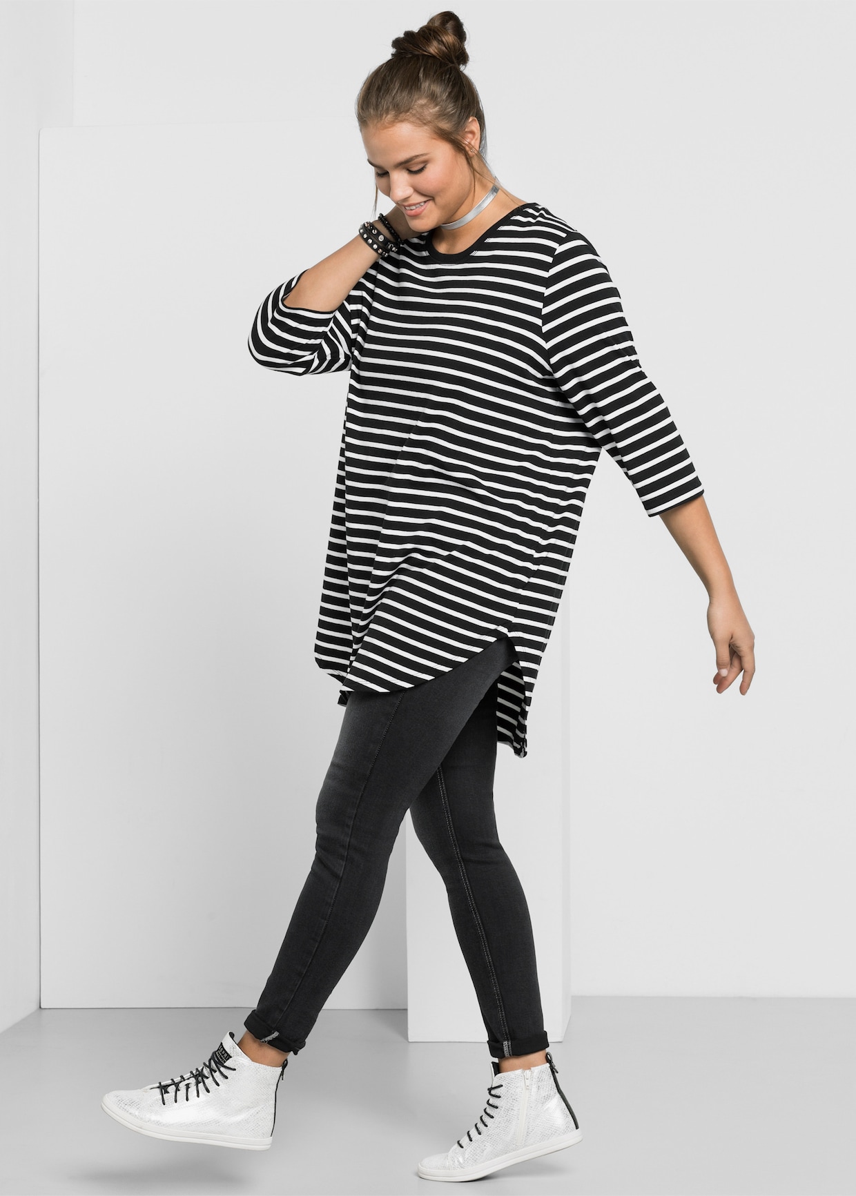 sheego Jeggings - black denim