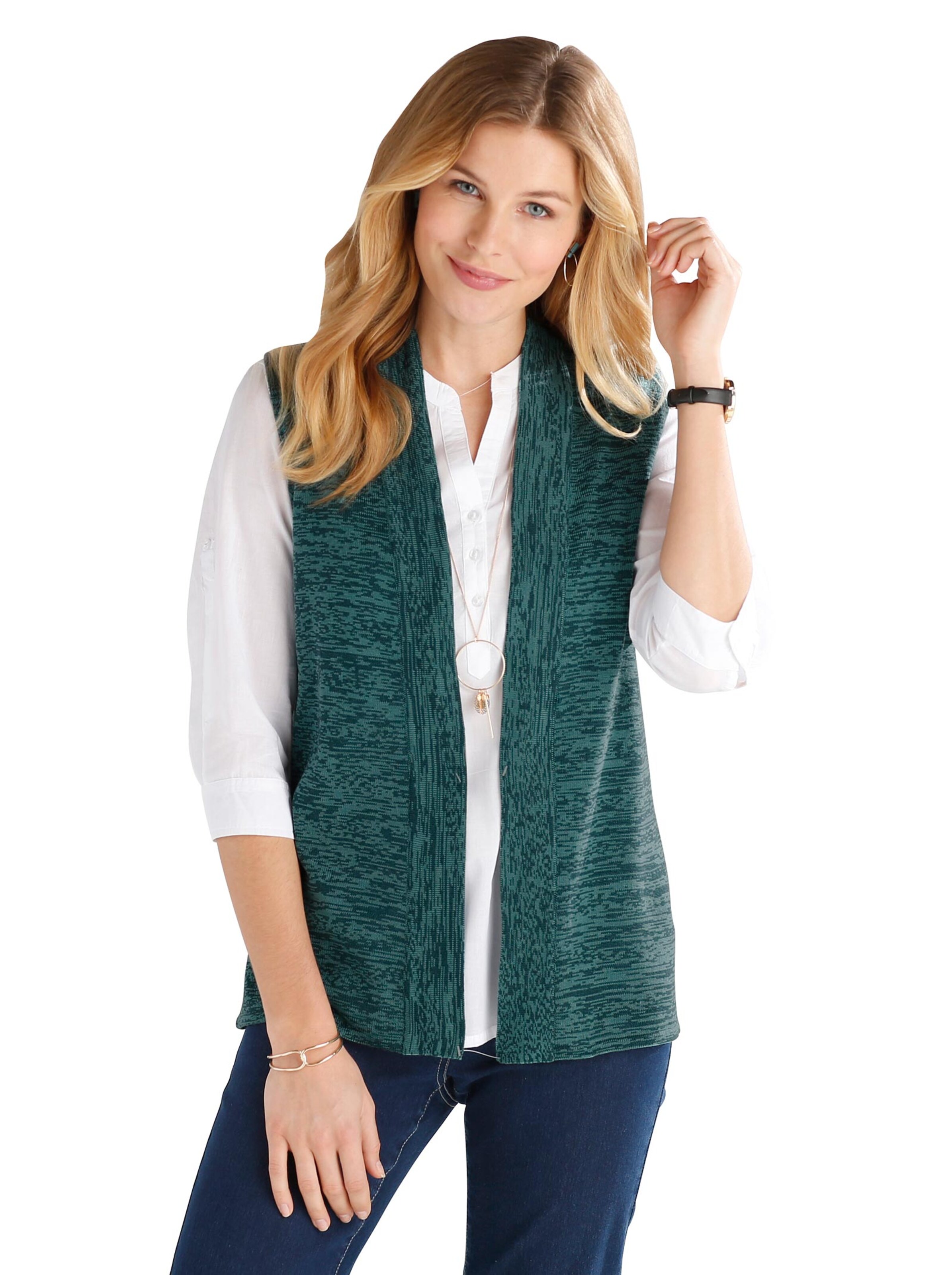 Strickweste - petrol-meliert