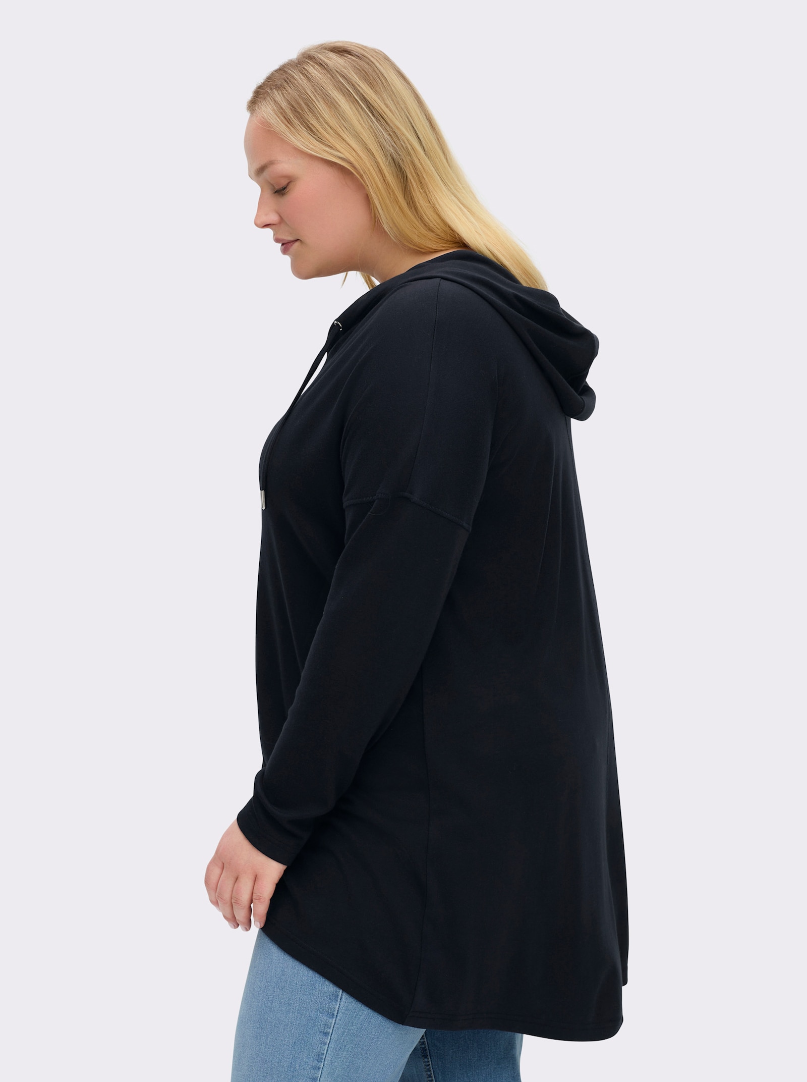 sheego Sweatshirt in A-Linie - tiefblau