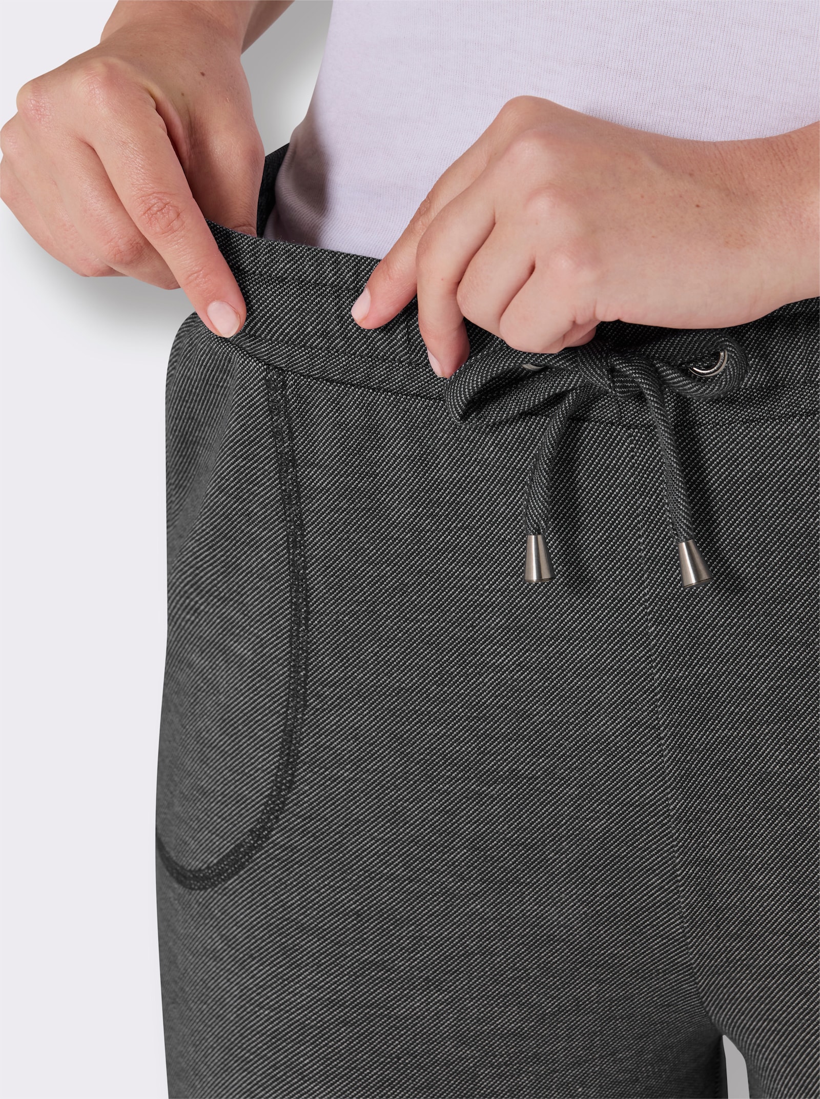 feel good Dehnbund-Hose in Jeans-Optik - schwarz-meliert