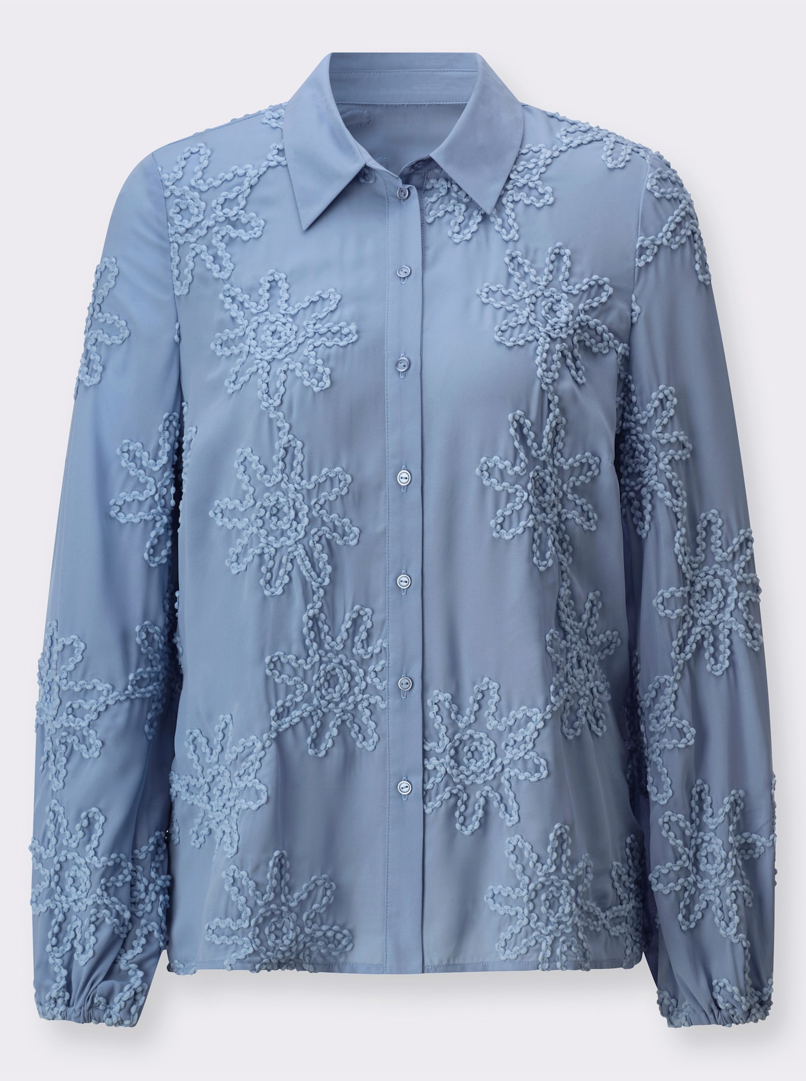 Langarm-Bluse in pflegeleichter Qualität - bleu