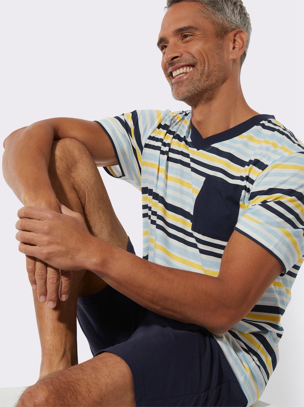 Shorty - marine-eisblau-geringelt
