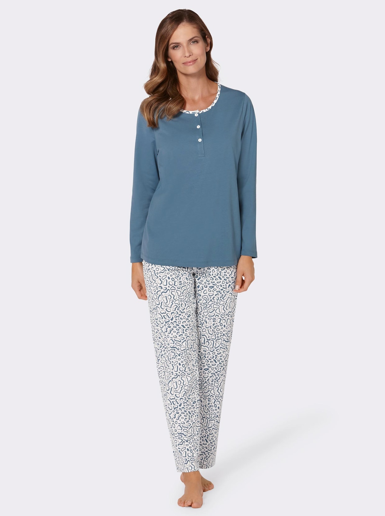 wäschepur Pyjama - jeansblauw gedessineerd