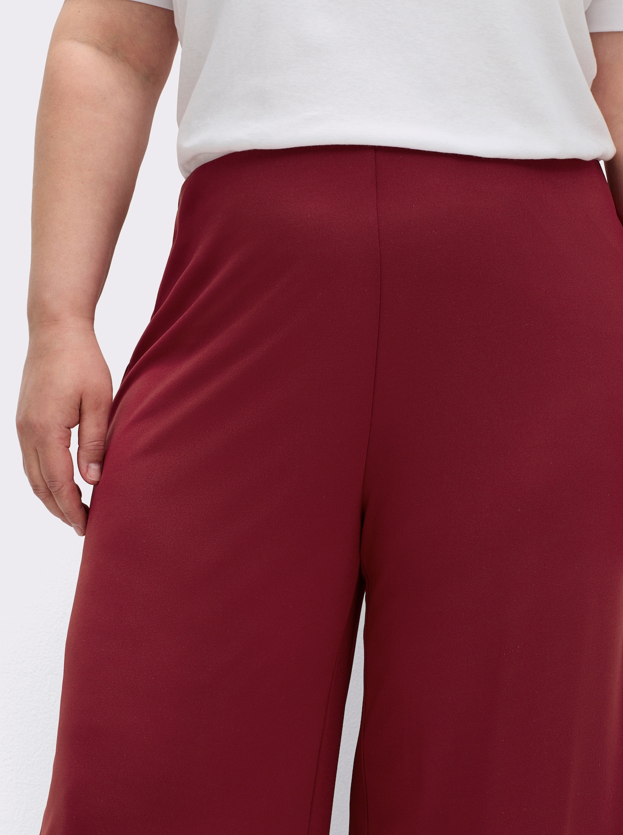 Palazzohose mit Elastik-Bund - dunkelrot