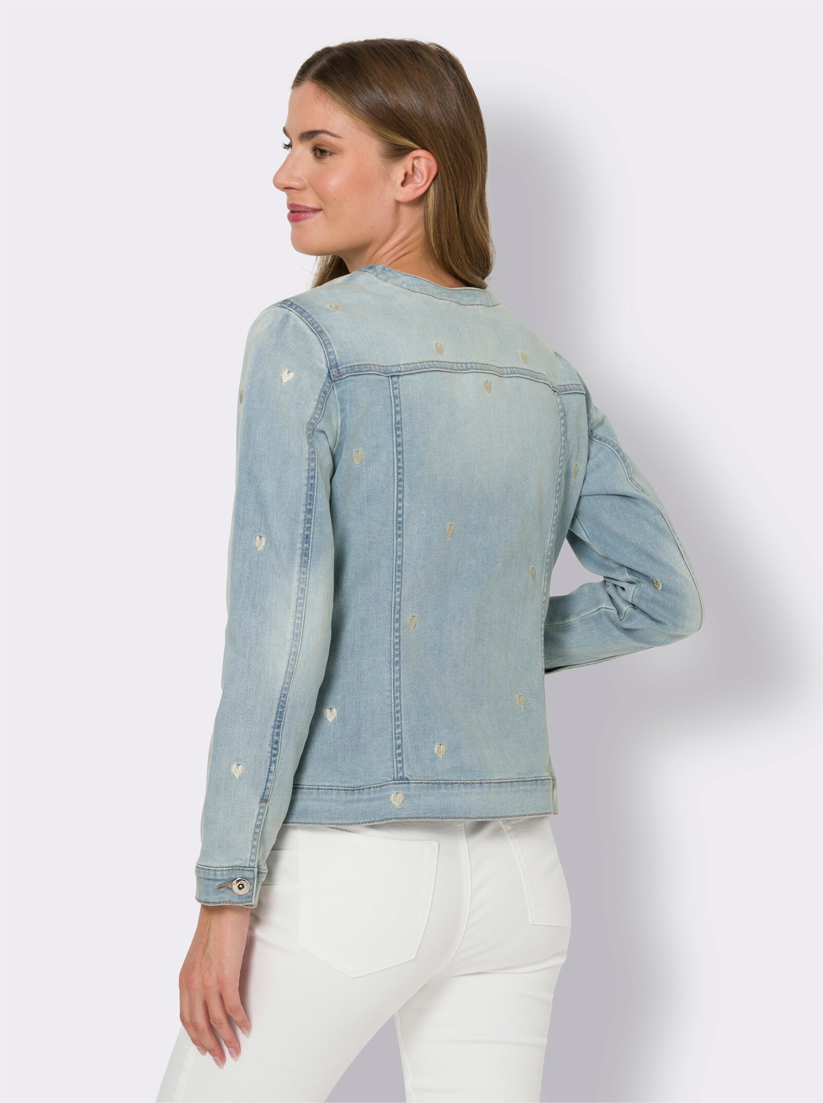 heine Jeansjacke mit Herz-Stickerei - blue-bleached