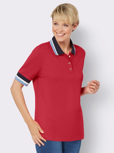 Poloshirt mit Ripp-Bündchen - erdbeere