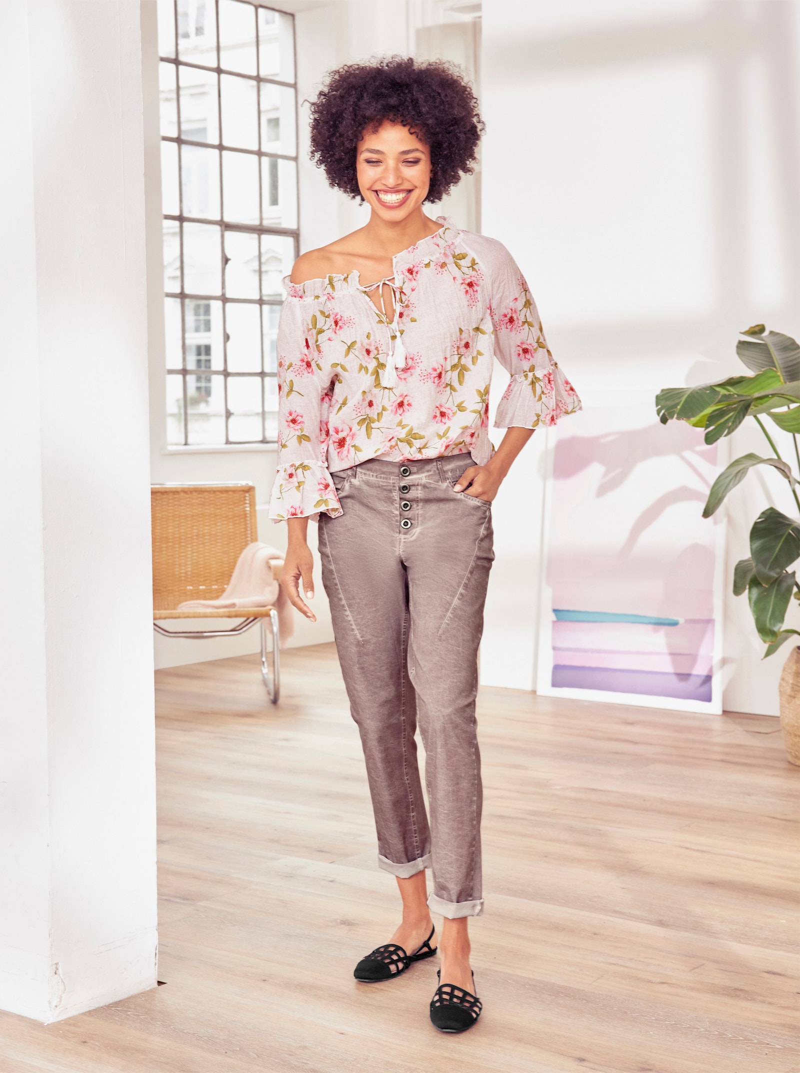 heine Jerseyhose in Karottenform - rosé