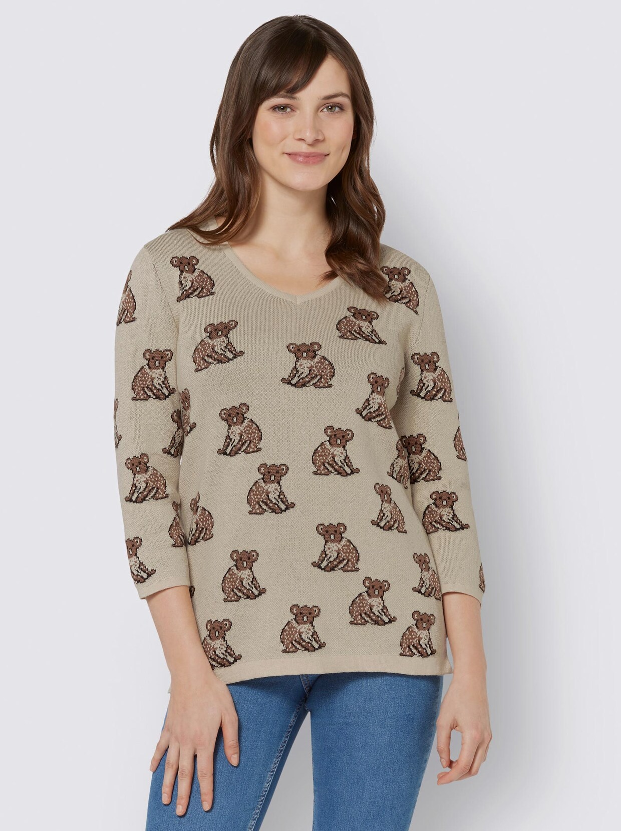 3/4 Arm-Pullover - sand-braun