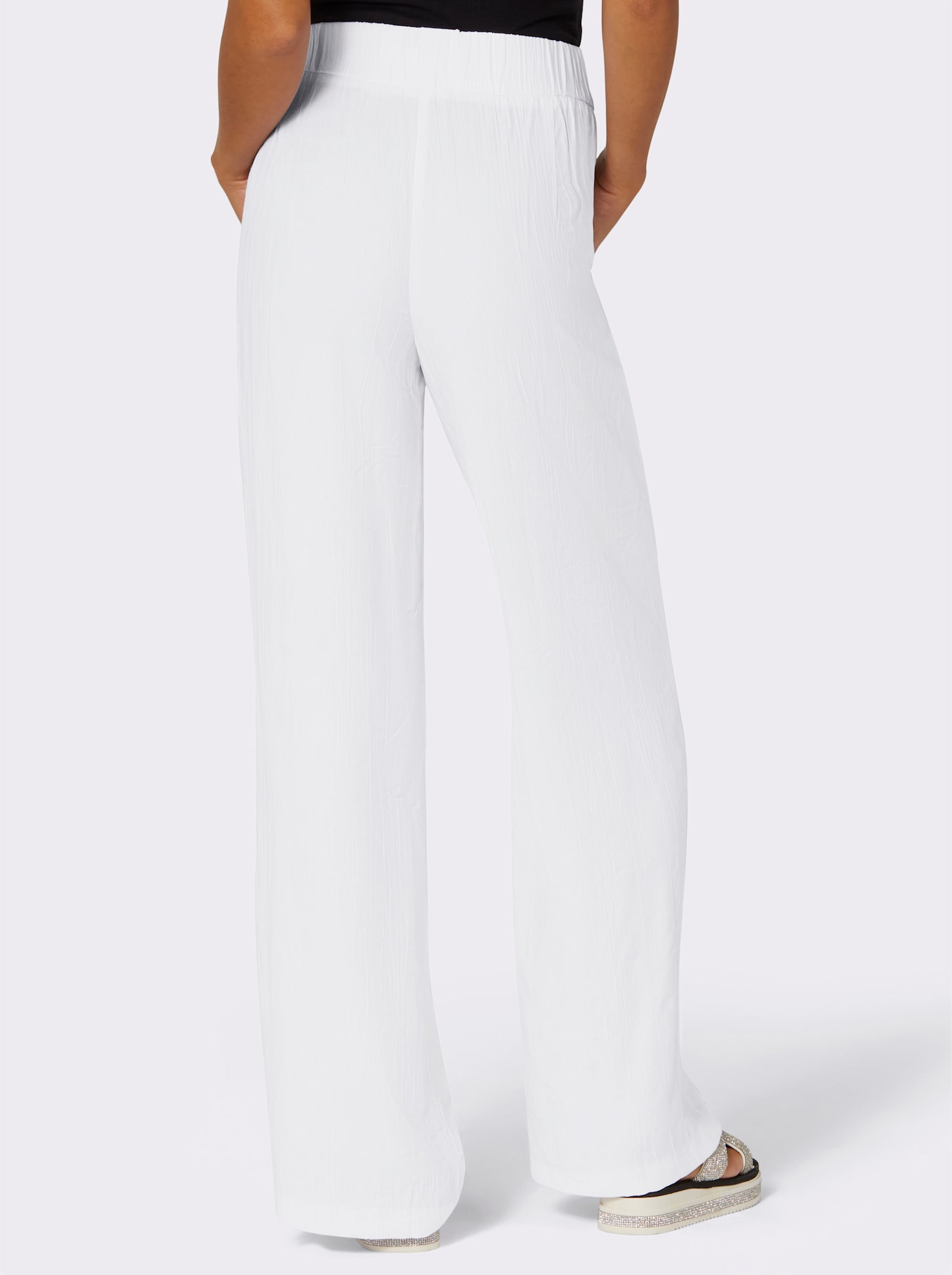 Paperbag-Hose mit hoher Taille - weiß