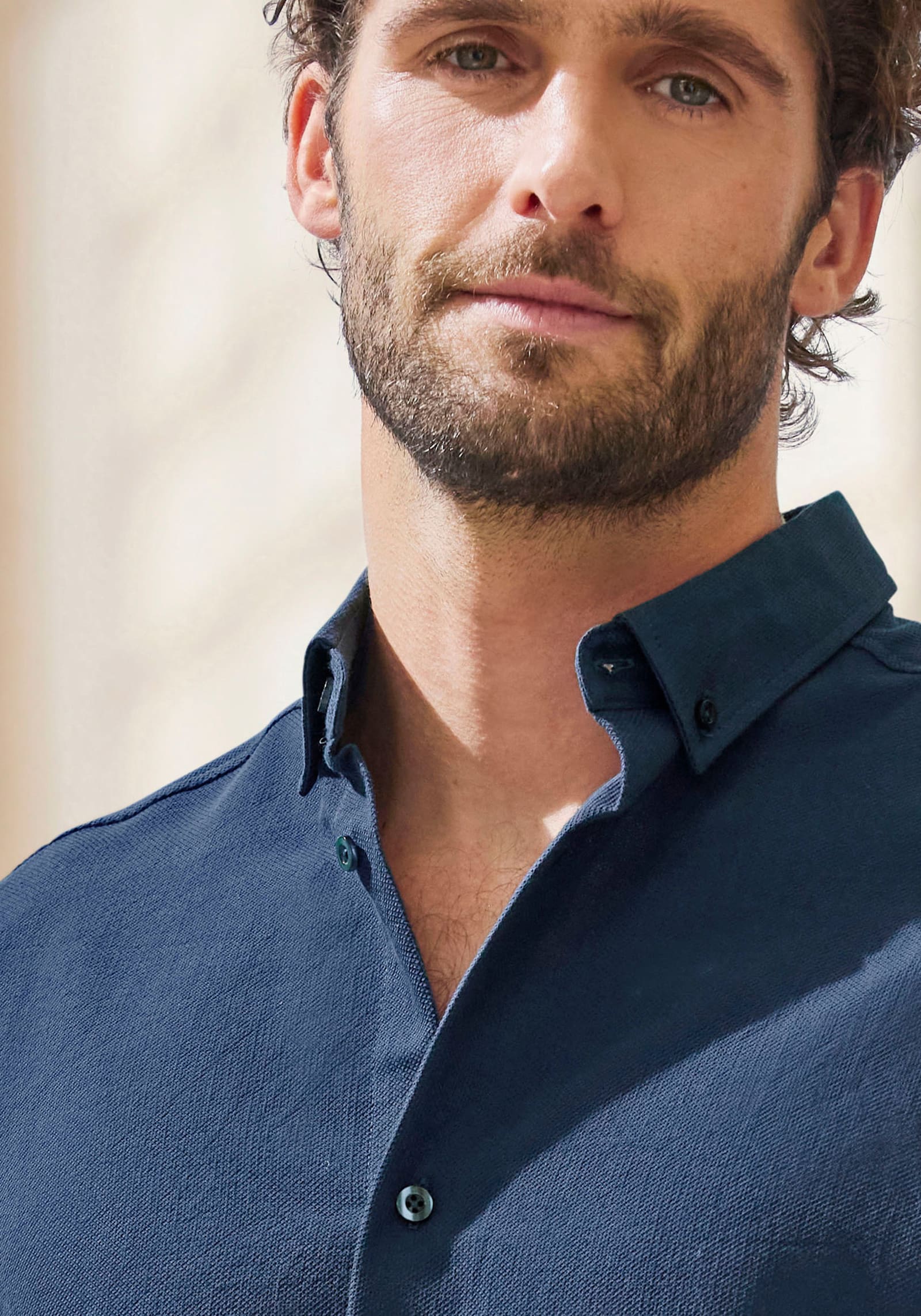 H.I.S Langarmhemd - dunkelblau