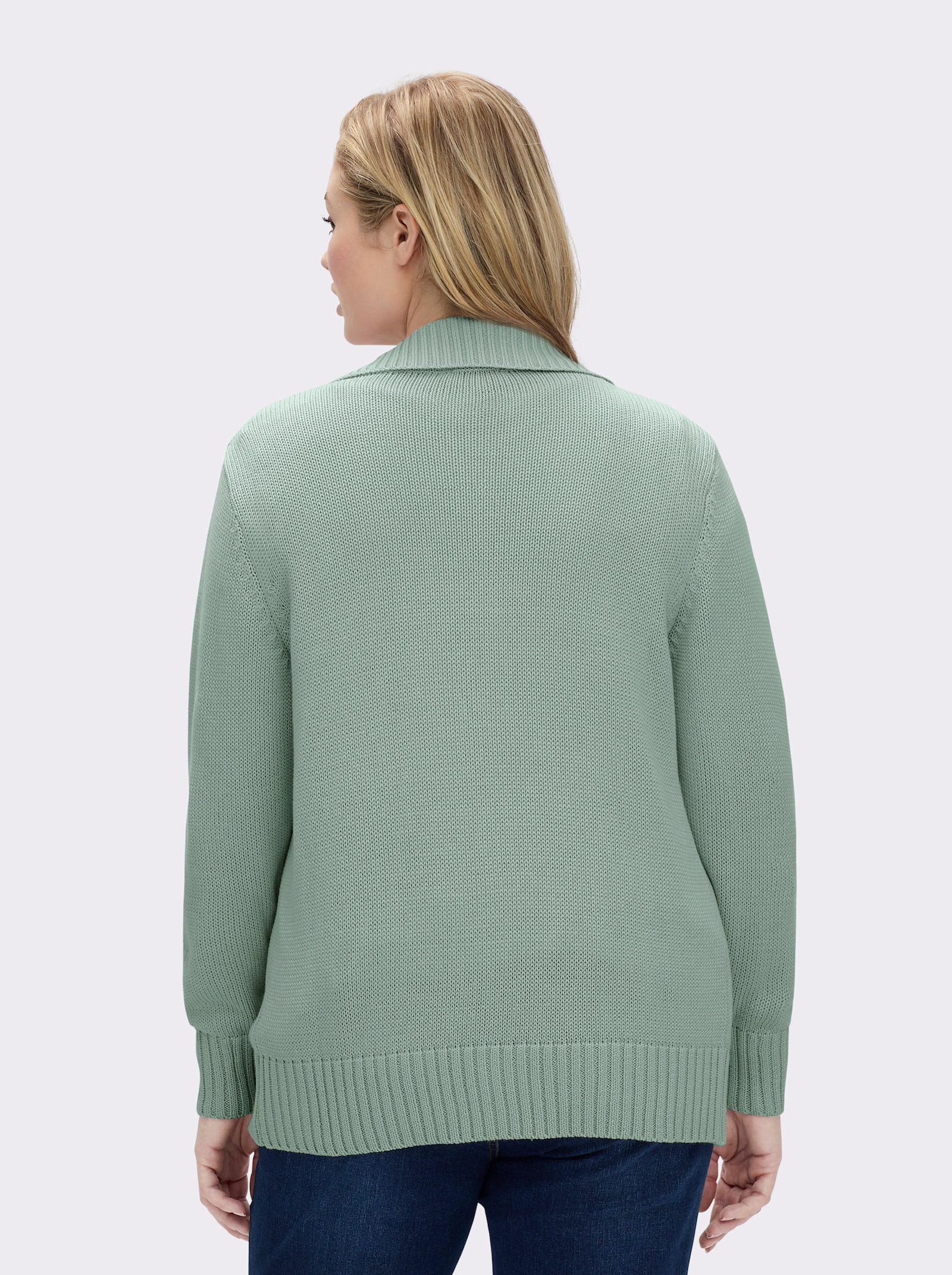 Strickjacke mit 2-Wege-Reißverschluss - kalkmint