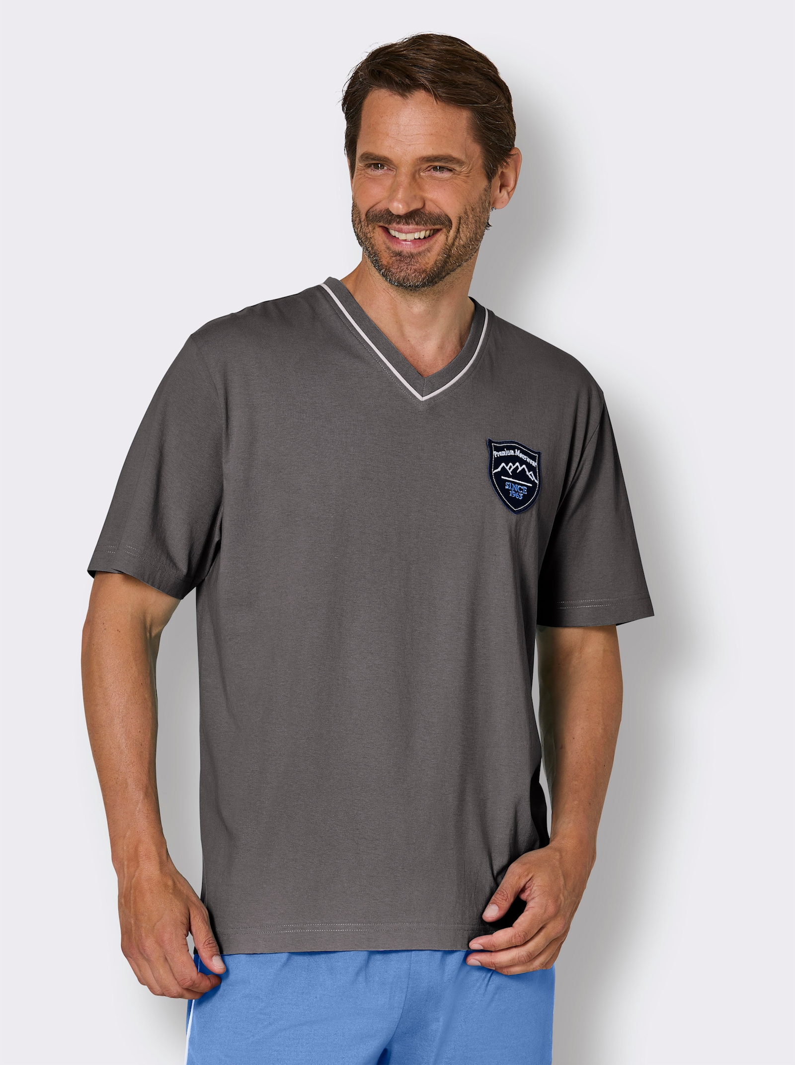 wäschepur men Schlafanzug-Shirt - anthrazit