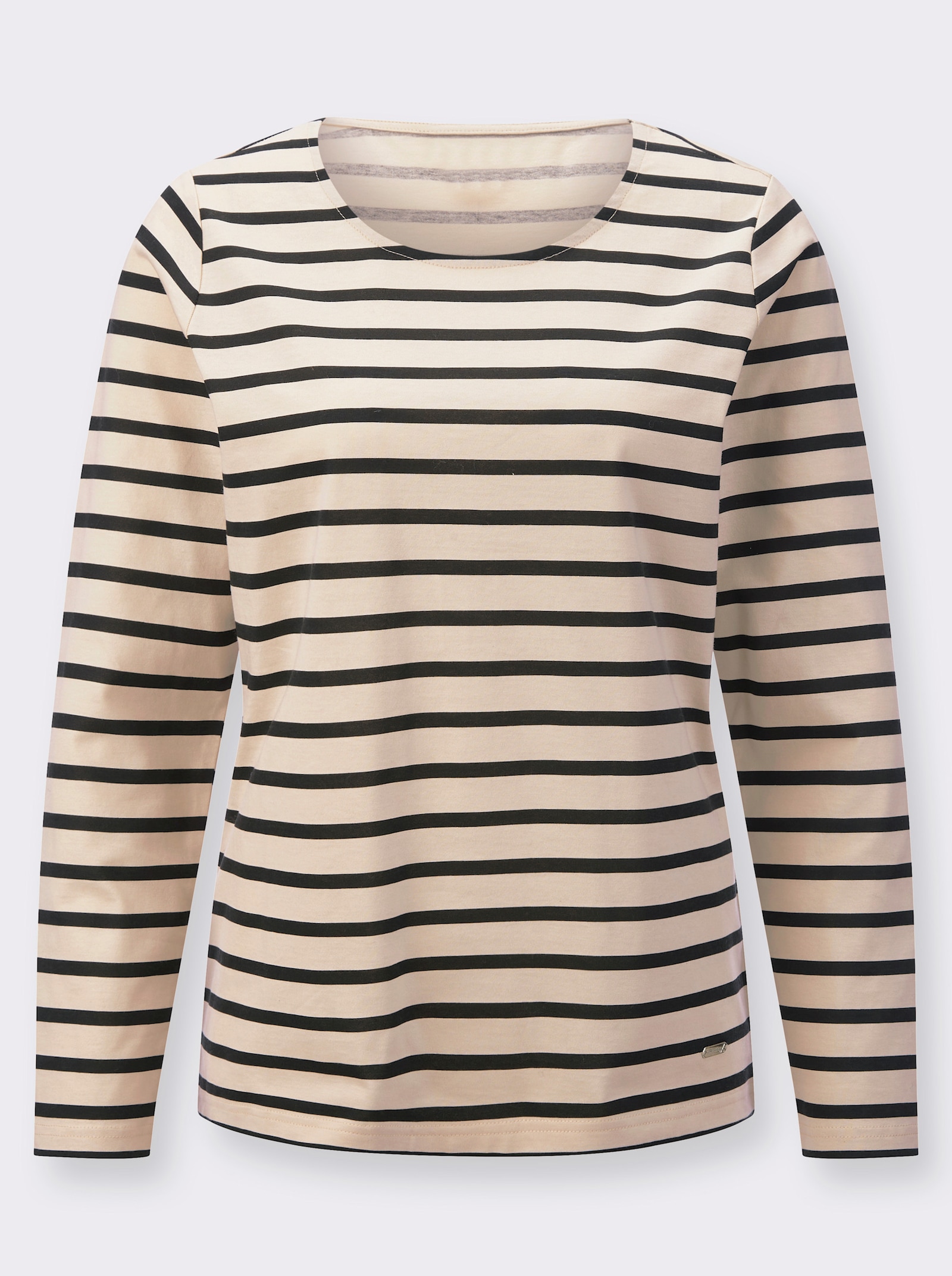 Langarmshirt im Ringelmuster - elfenbein-schwarz-geringelt