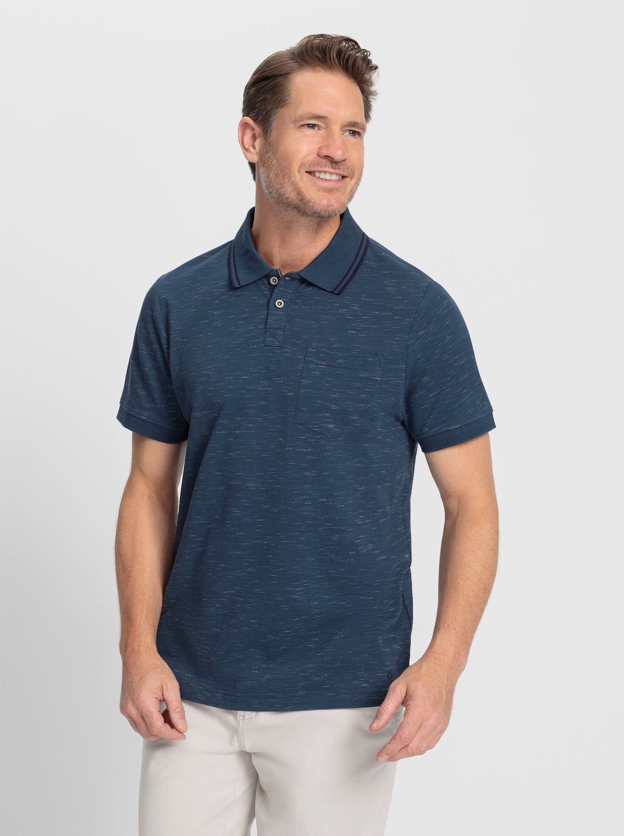 Marco Donati Shirt met korte mouwen - jeansblauw gemêleerd