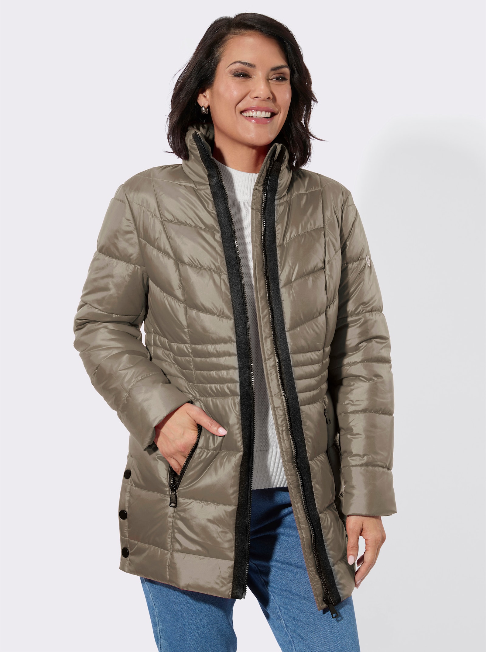 Winterjacke mit schmeichelnder Steppung - sesam