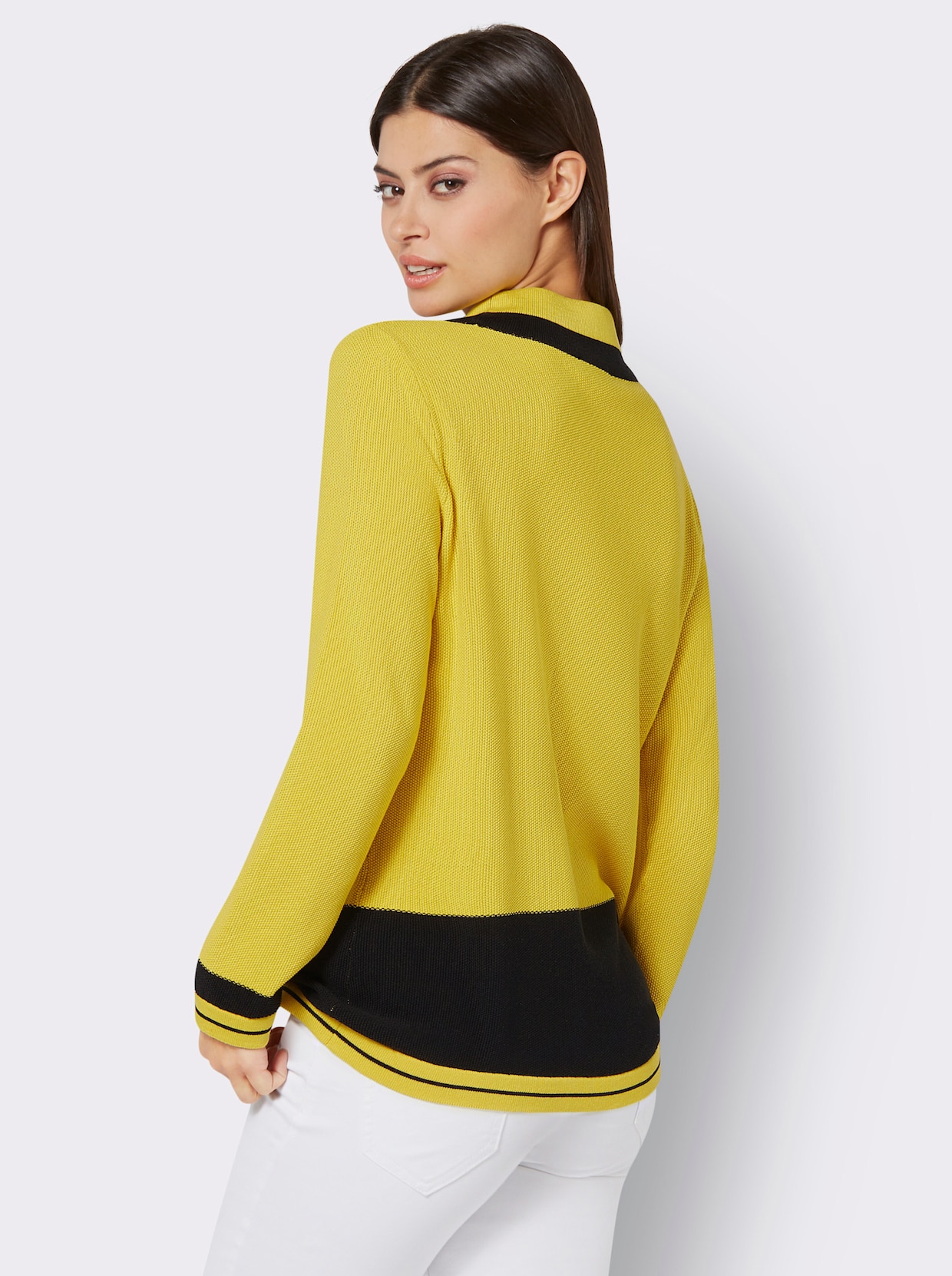 Langarm-Pullover - limone-schwarz