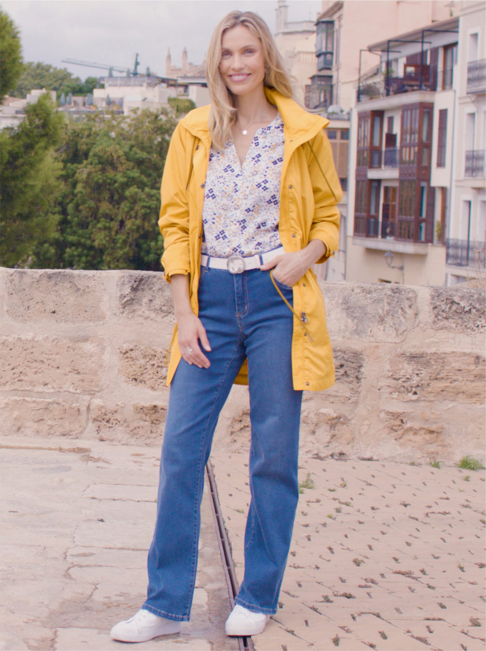 Parka mit Jerseyfutter in Melange-Optik - ocker