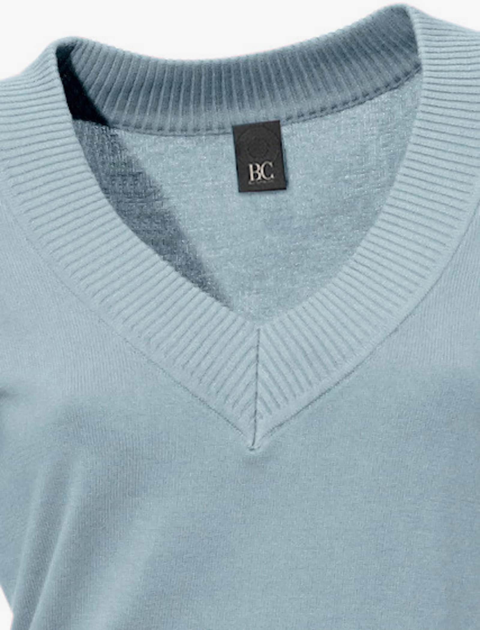 heine V-Ausschnitt-Pullover aus reiner Baumwolle - bleu