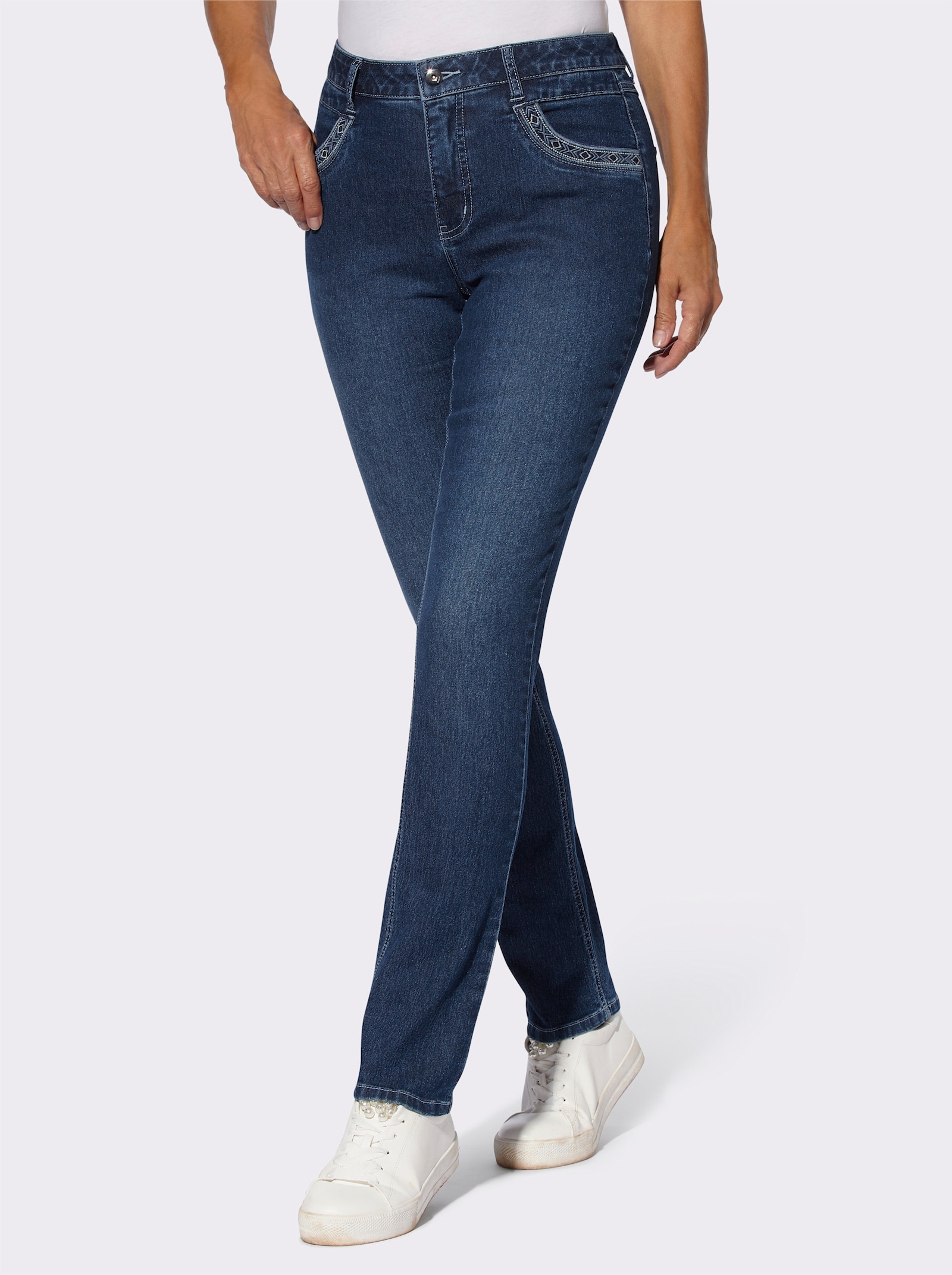 Jeans met glanzend borduursel - blue-stonewashed