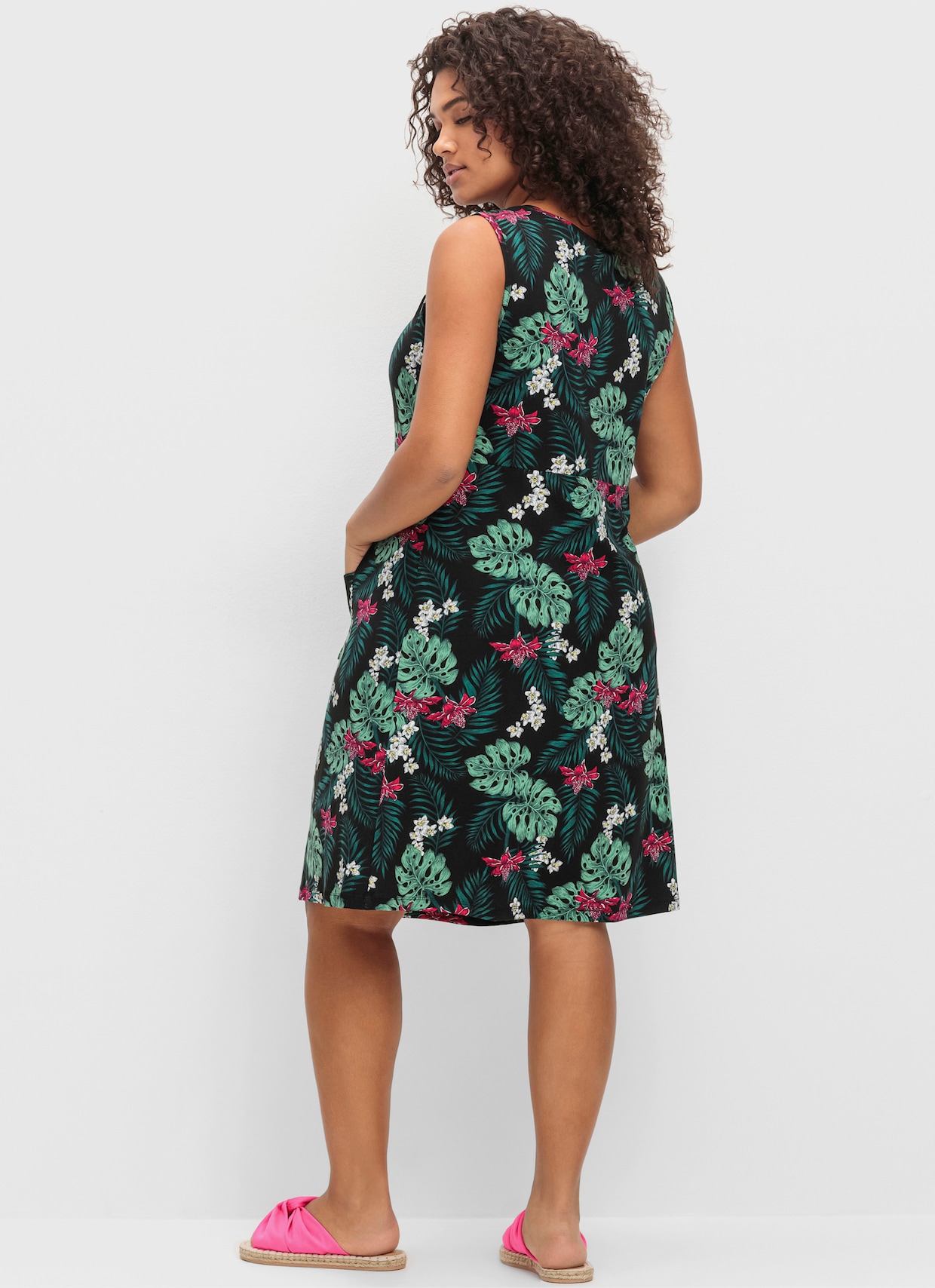 sheego Jersey jurk - zwart gedessineerd