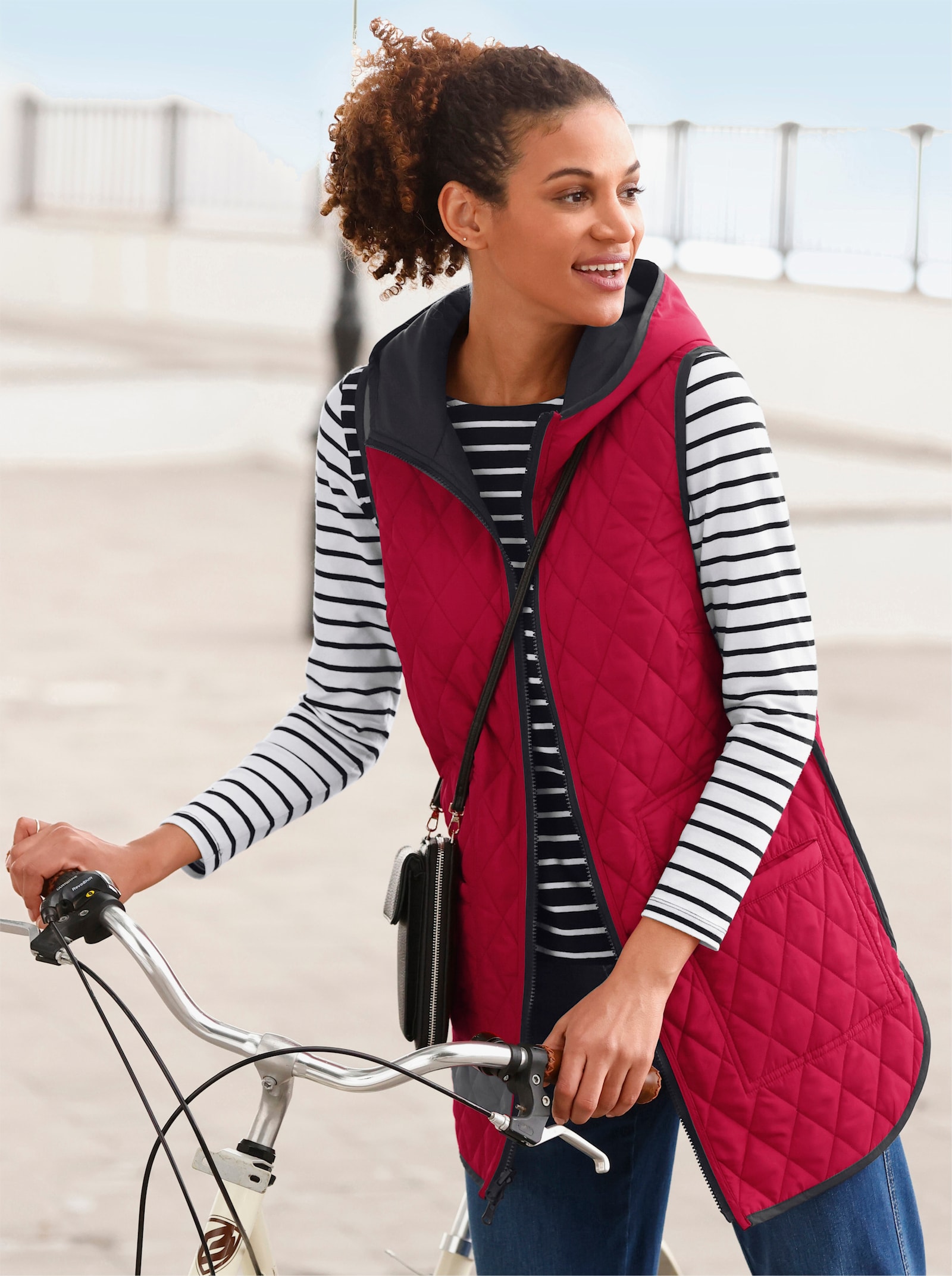 Omkeerbaar bodywarmer - rood/zwart