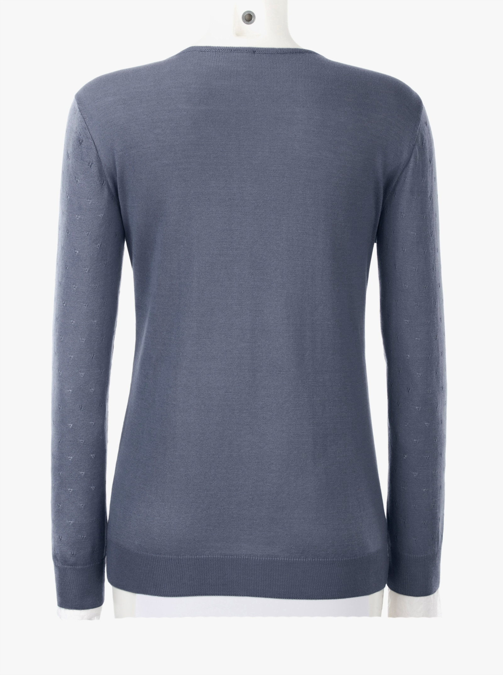 Ajourpullover in Feinstrick-Qualität - blaugrau