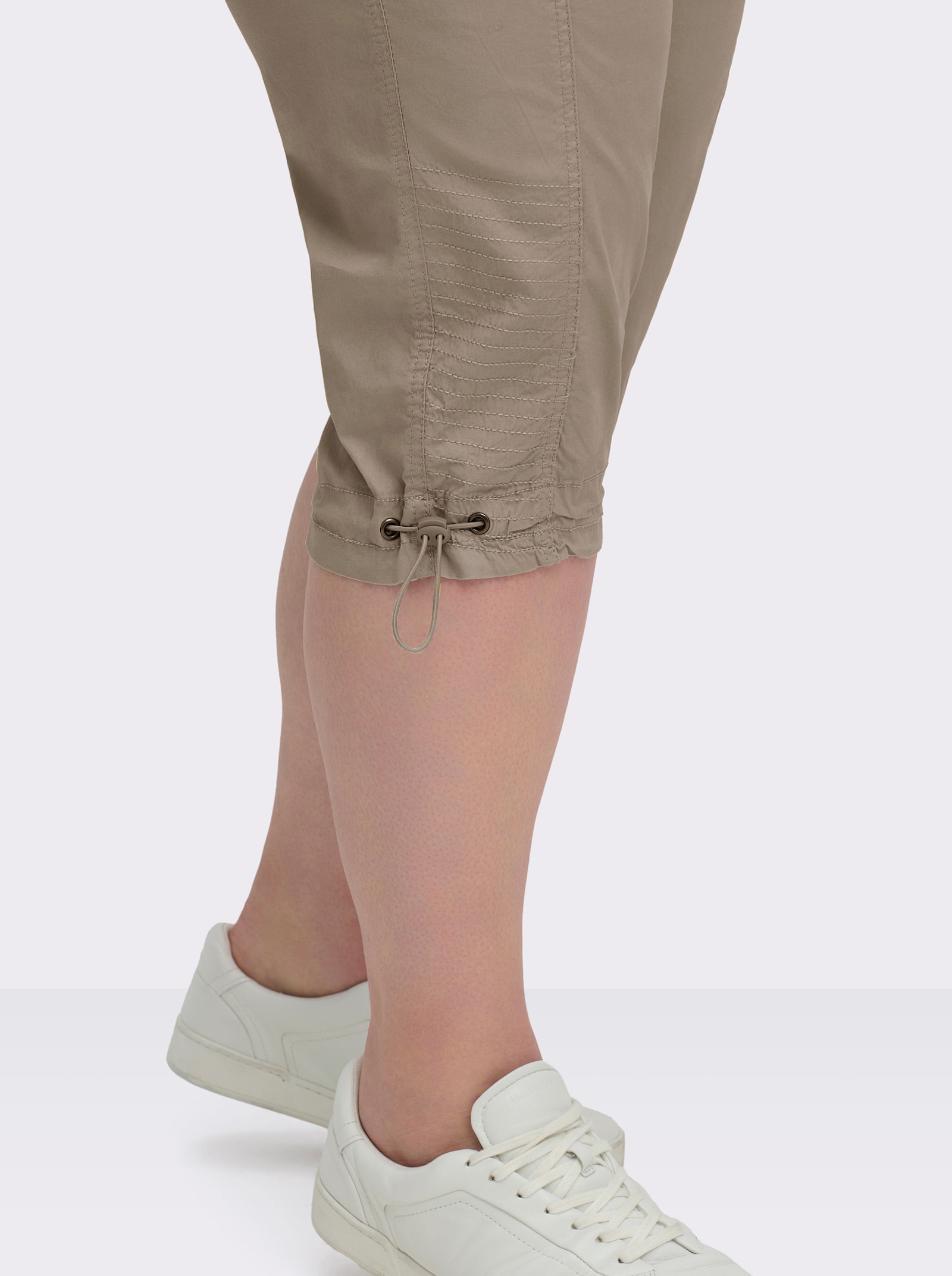 Caprihose mit Gummizug am Beinabschluss - taupe
