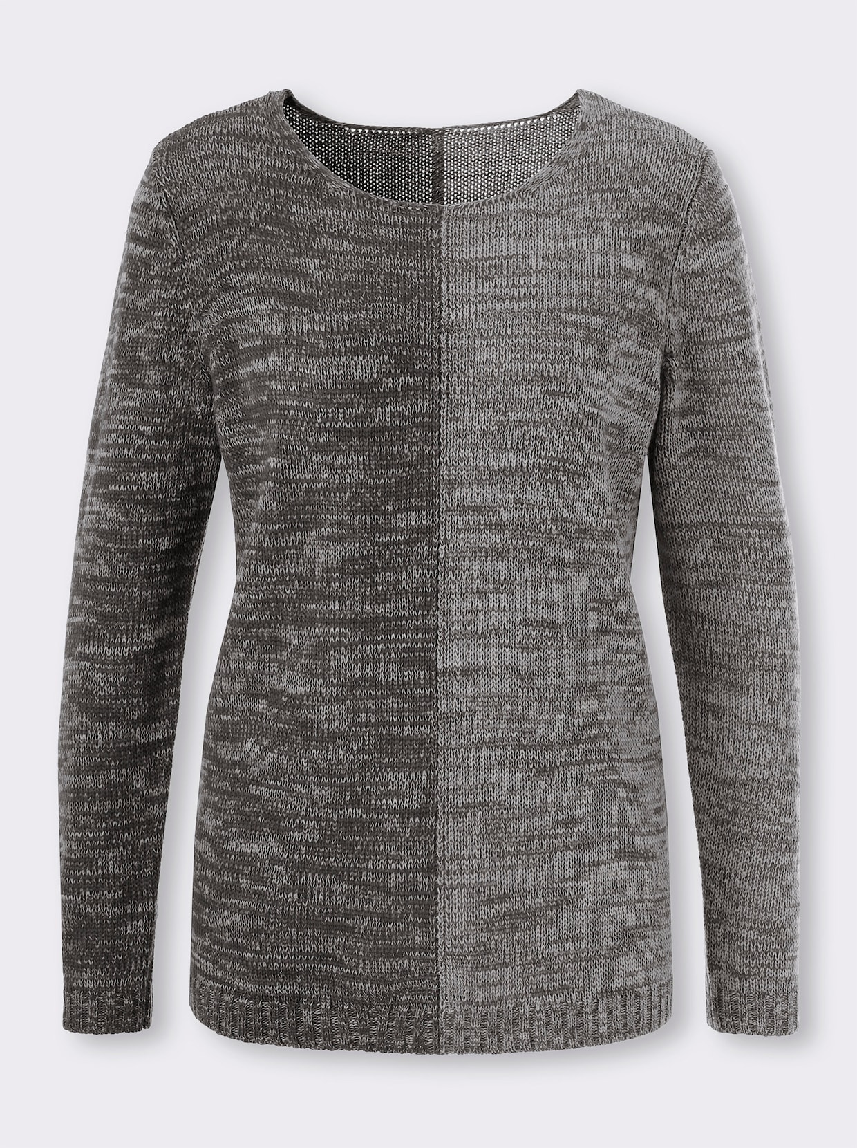 Langarm-Pullover - graphit-hellgrau-meliert