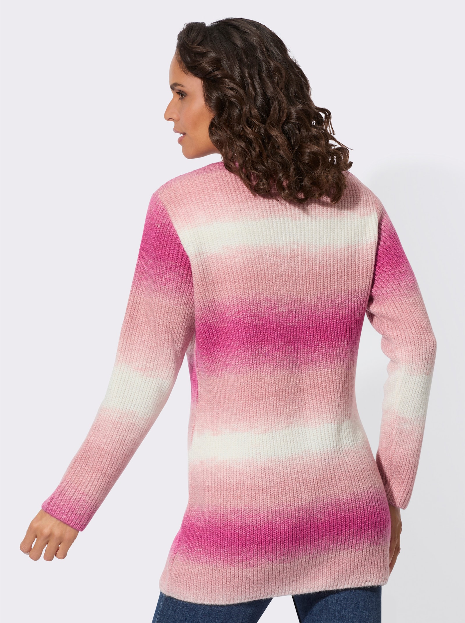 Strickjacke in Longform - rosenquarz-fuchsia