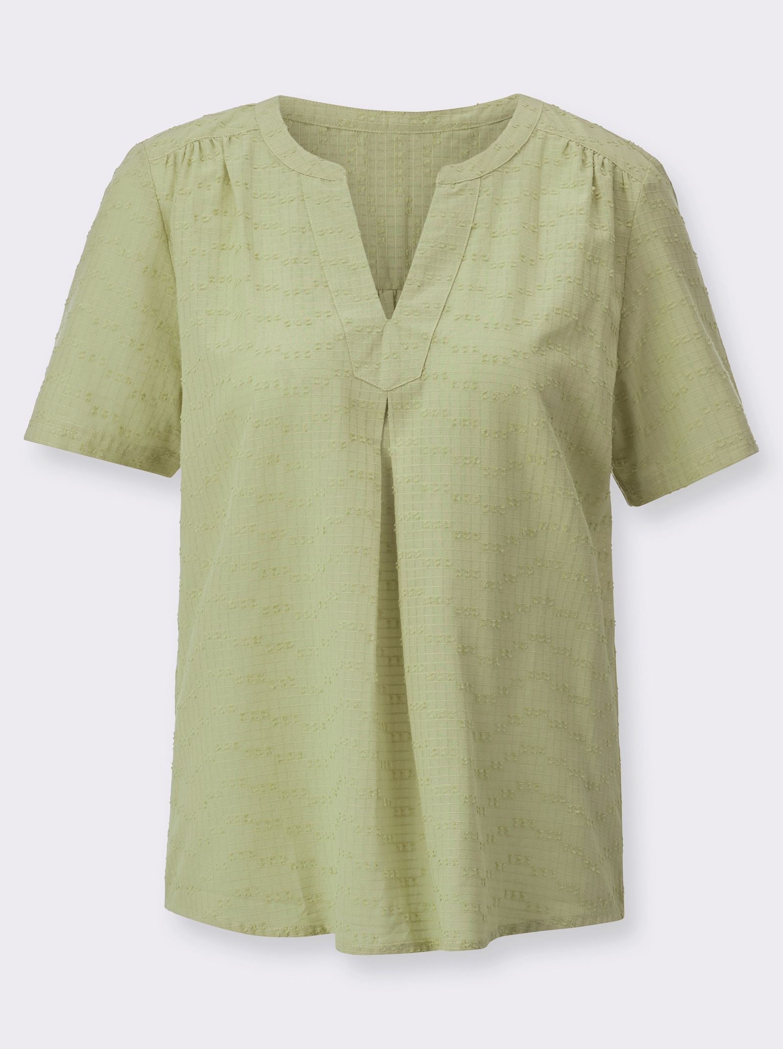 Schlupf-Bluse mit Schulterpasse, vorne und hinten. - lindgrün