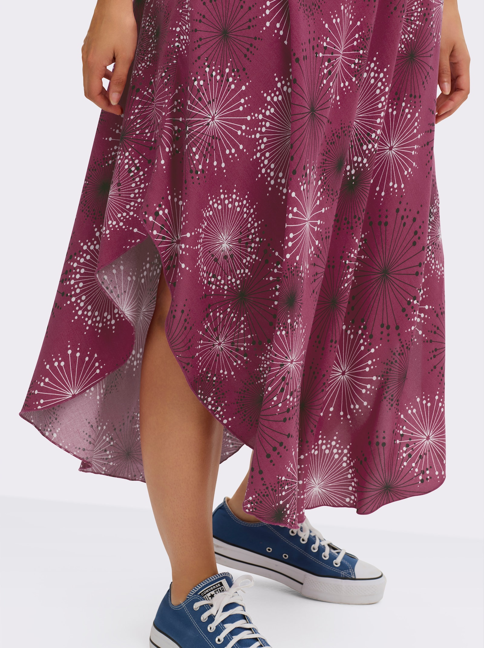 Druckkleid mit Blüten-Muster, figurumspielend - beere-graphit-bedruckt
