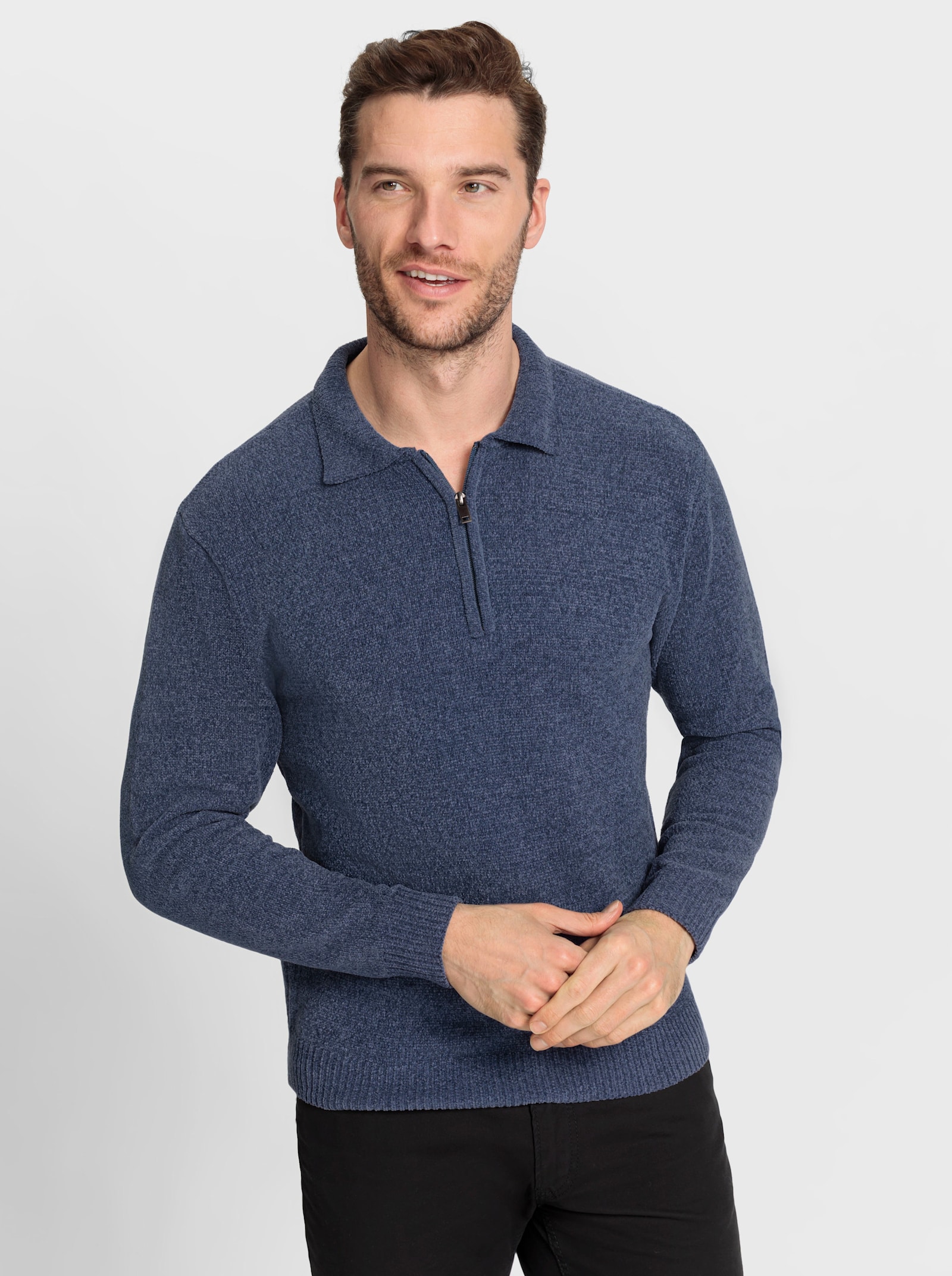 Catamaran Polopullover in Melange-Optik - rauchblau-meliert