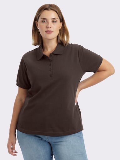 Poloshirt mit Seitenschlitzen - braun