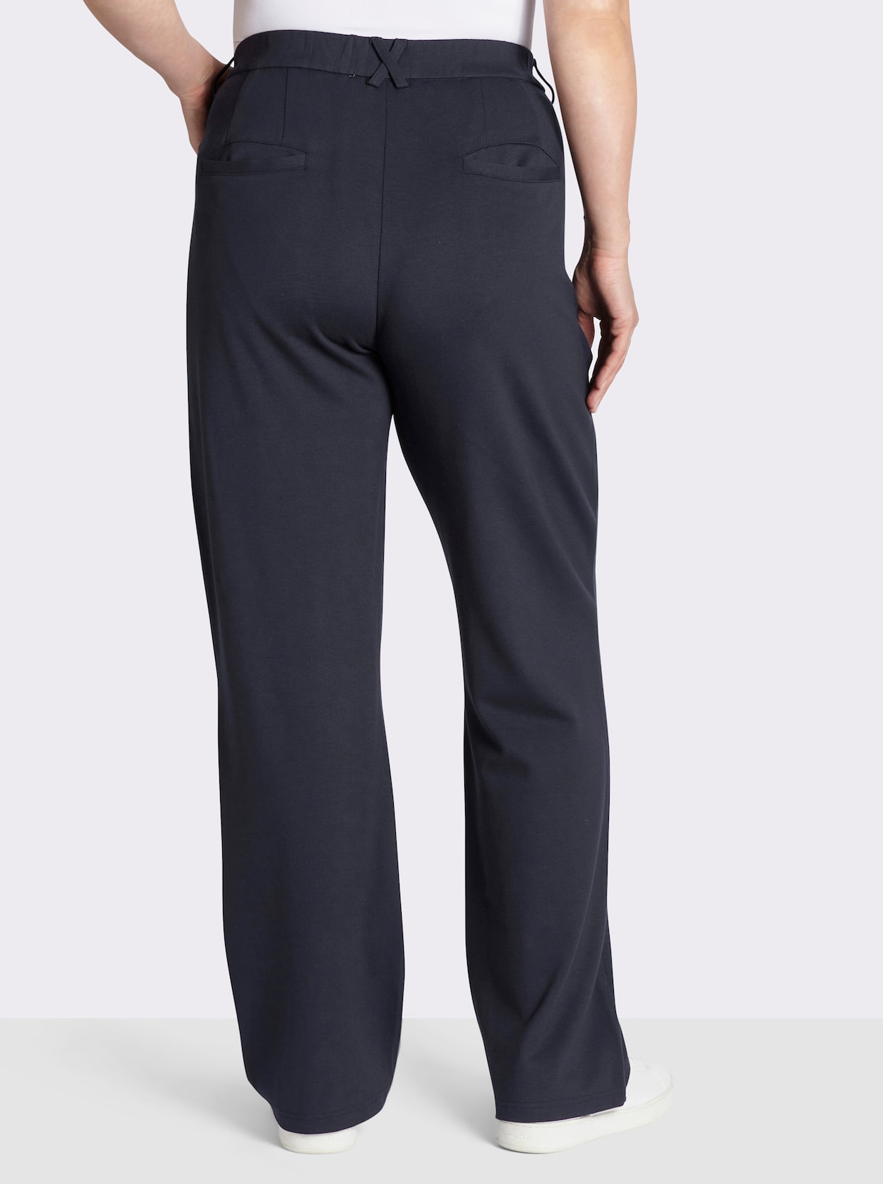 sheego Hose in gerader Beinform, mit Zierknöpfen - tiefblau