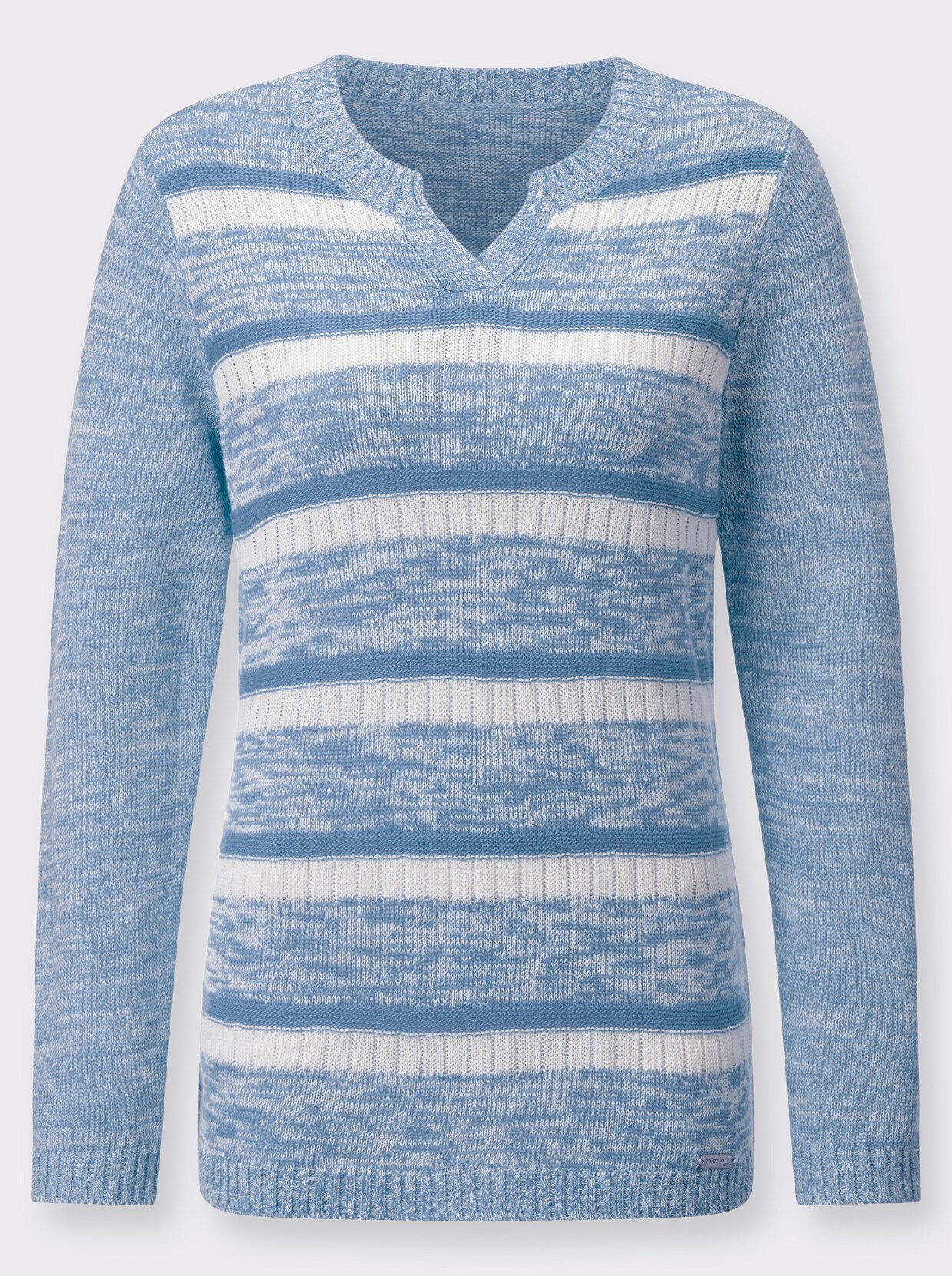 Langarm-Pullover - bleu-weiß-gemustert