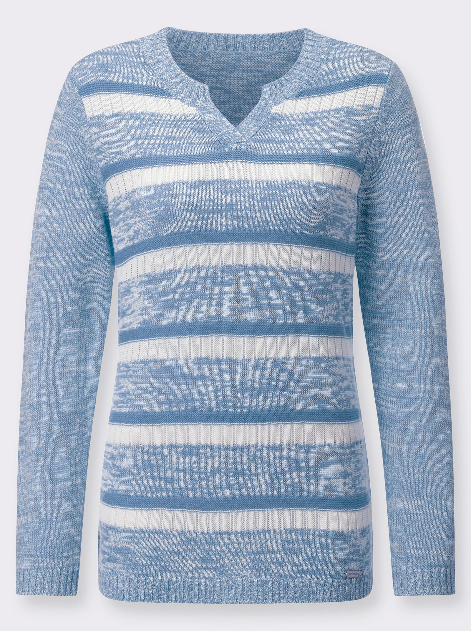 Langarm-Pullover im Ringel-Dessin - bleu-weiß-gemustert