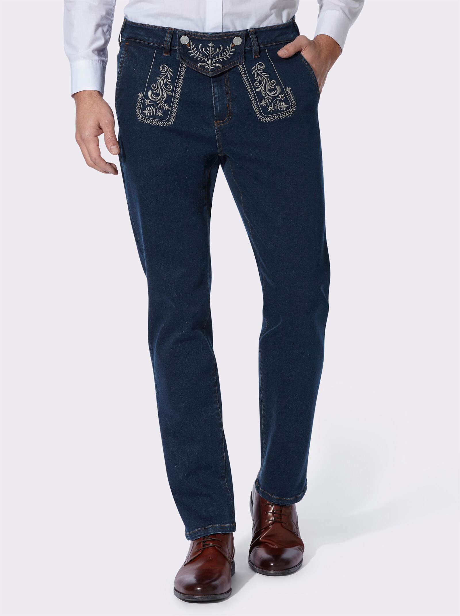 Trachtenjeans mit abnehmbarem Latz - dark blue