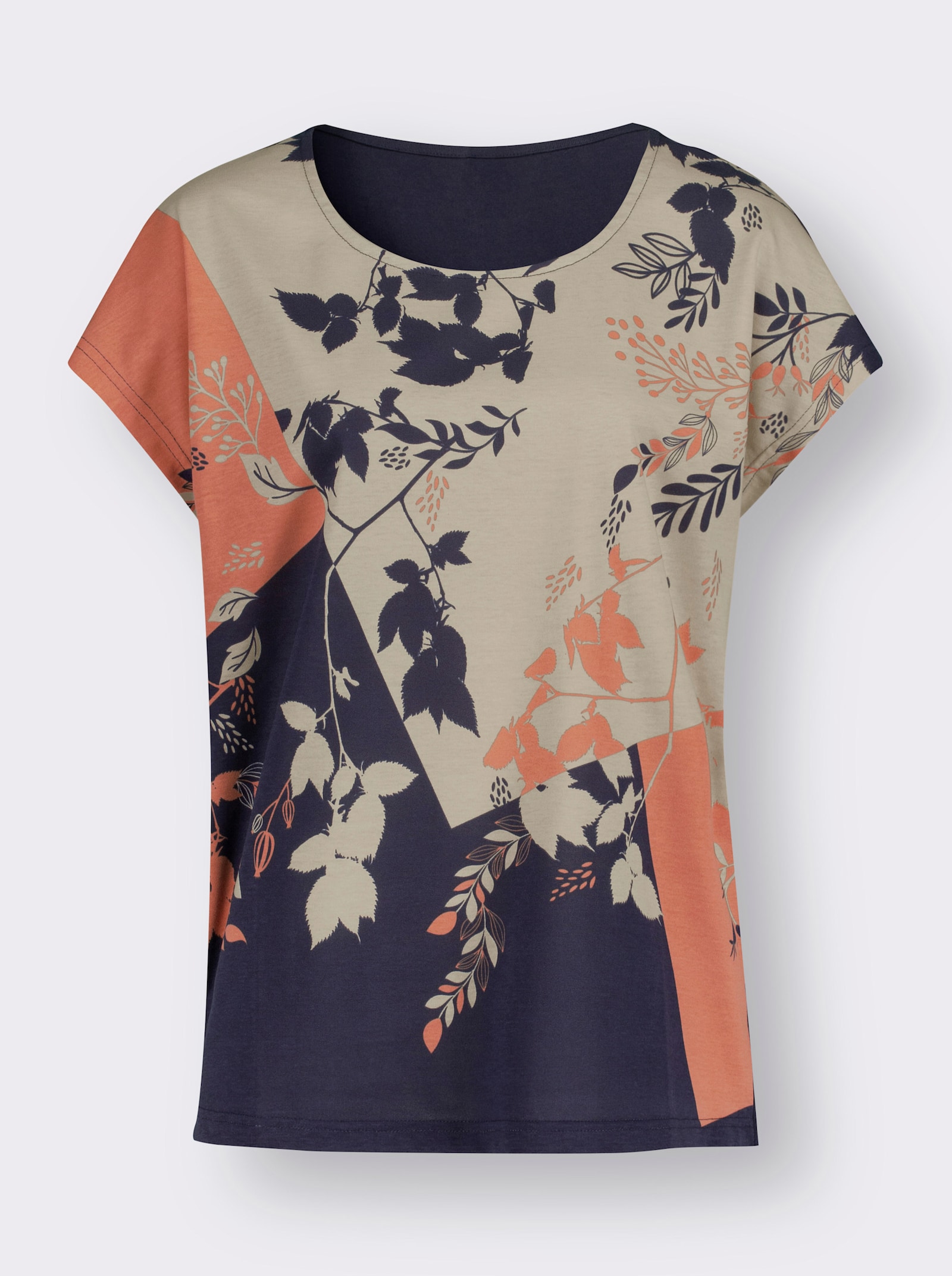 Shirt met korte mouwen - papaja/marine bedrukt