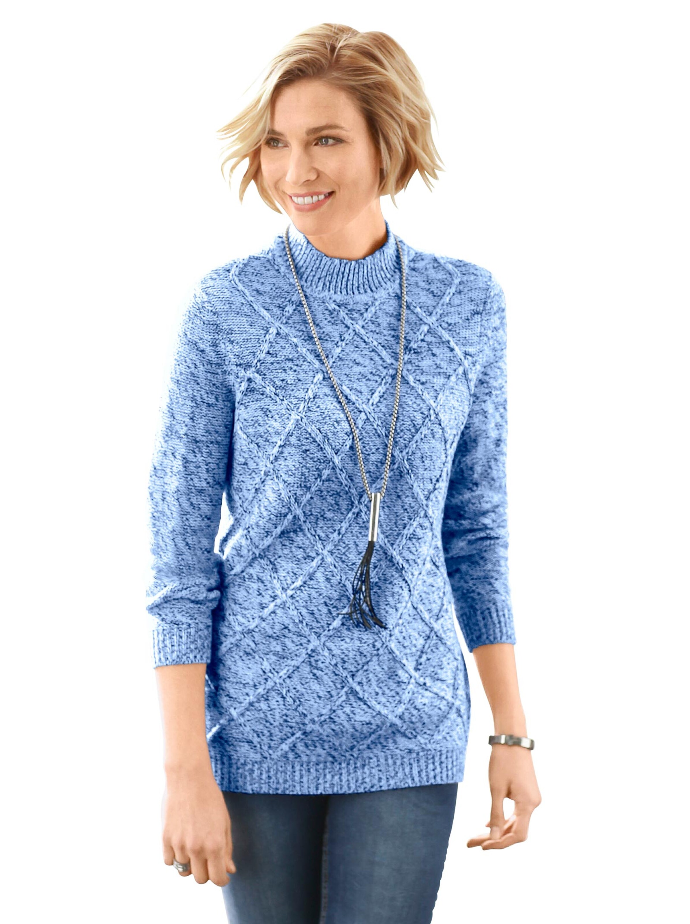 Pullover - blau-meliert