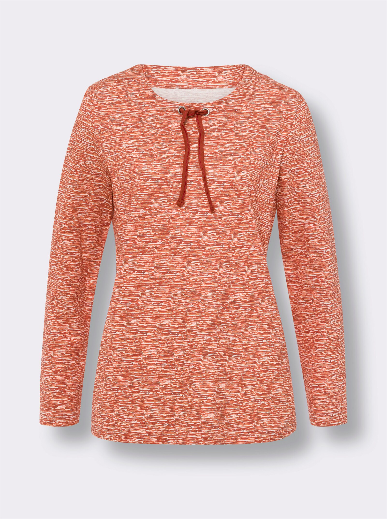 Tričko, kr. rukávy, viazačka na výstrihu - Zemito-svetlobéžová potlač