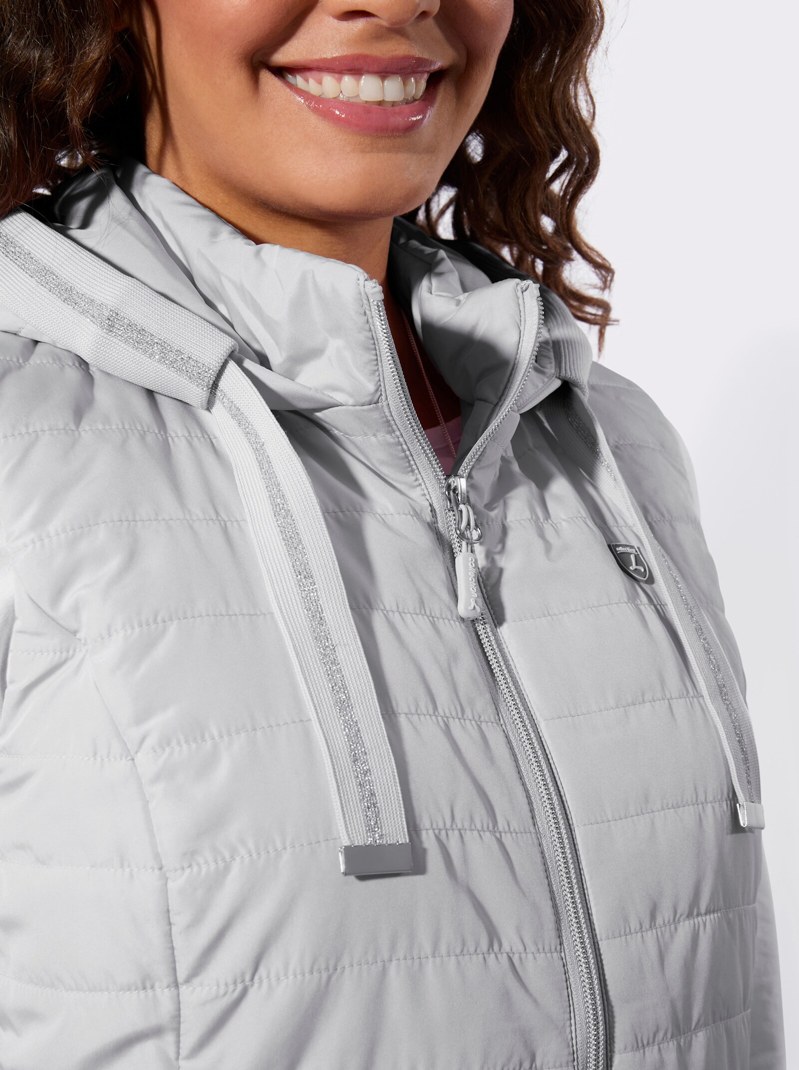 Steppweste mit Glitzer-Details - hellgrau