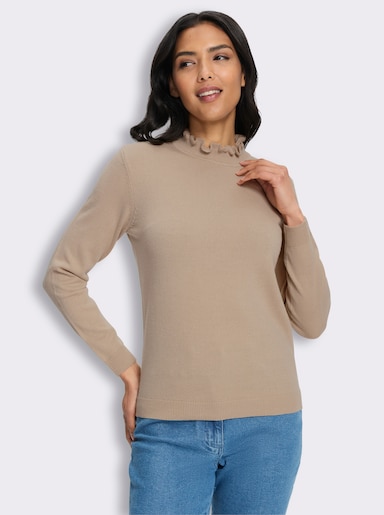 Stehkragenpullover in flauschiger Qualität - beige