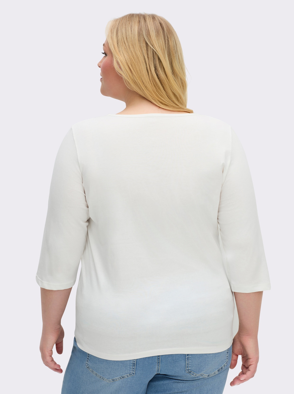 3/4-Arm-Shirt mit grafischem Druck - ecru-schwarz