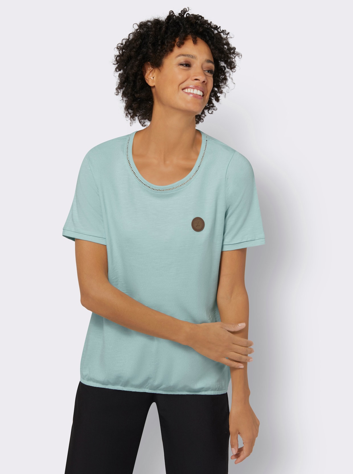 Shirt met ronde hals - kalkmint