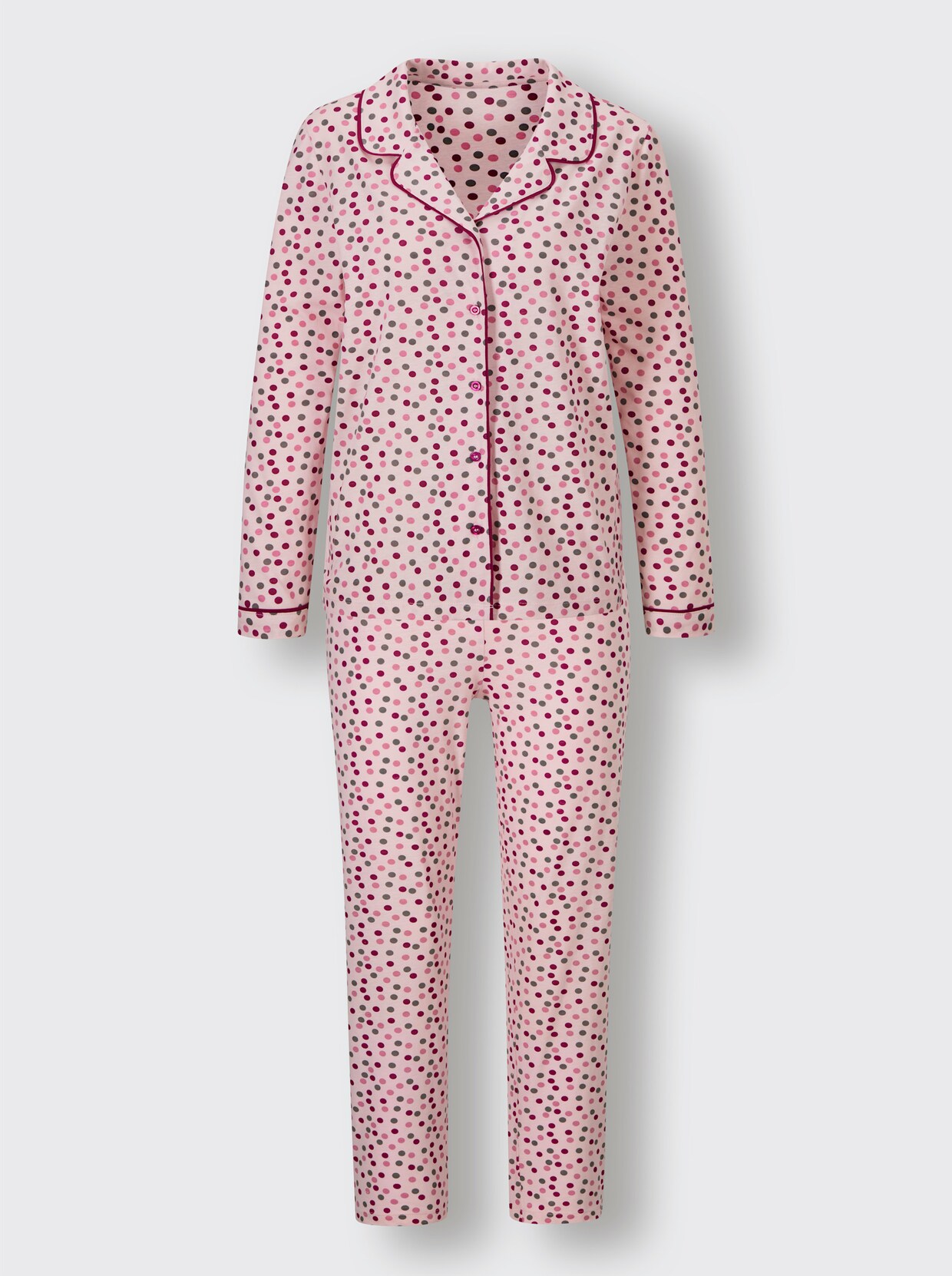 wäschepur Pyjama - hellrosé-grau-getupft