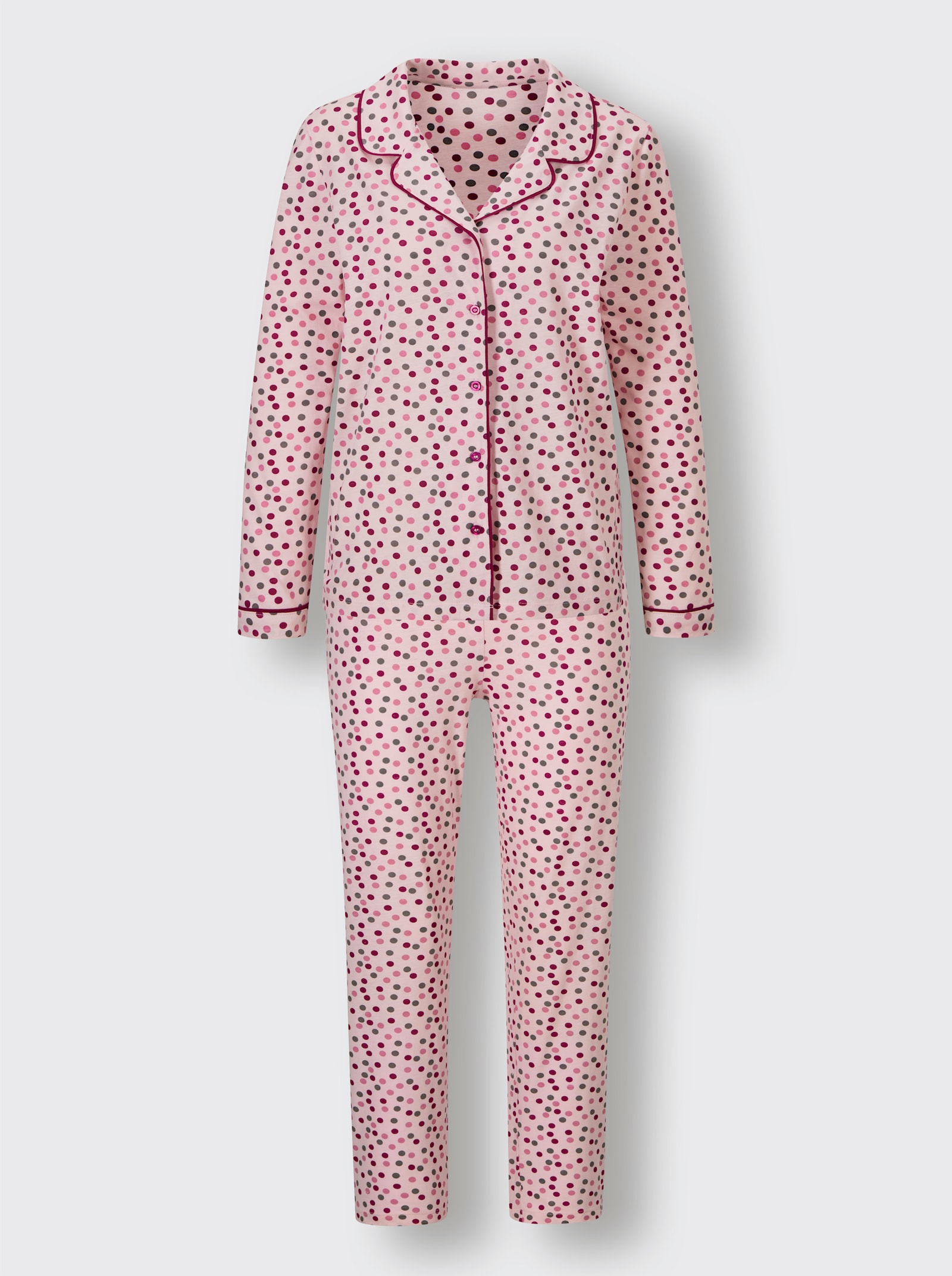 wäschepur Pyjama en flanelle - rose clair-gris à pois